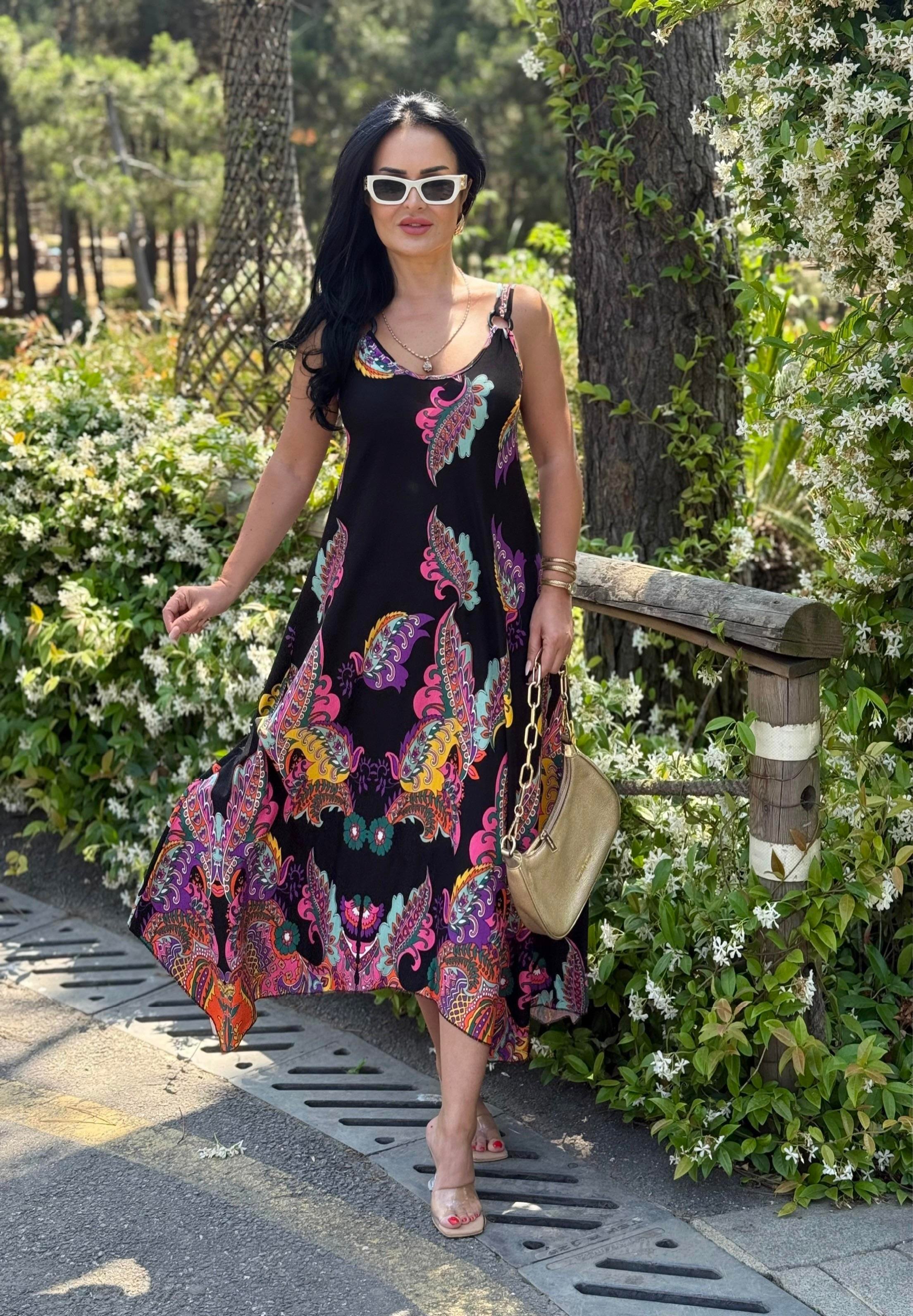 4806 Diora             rahat kalıp halka detaylı elbise4806 