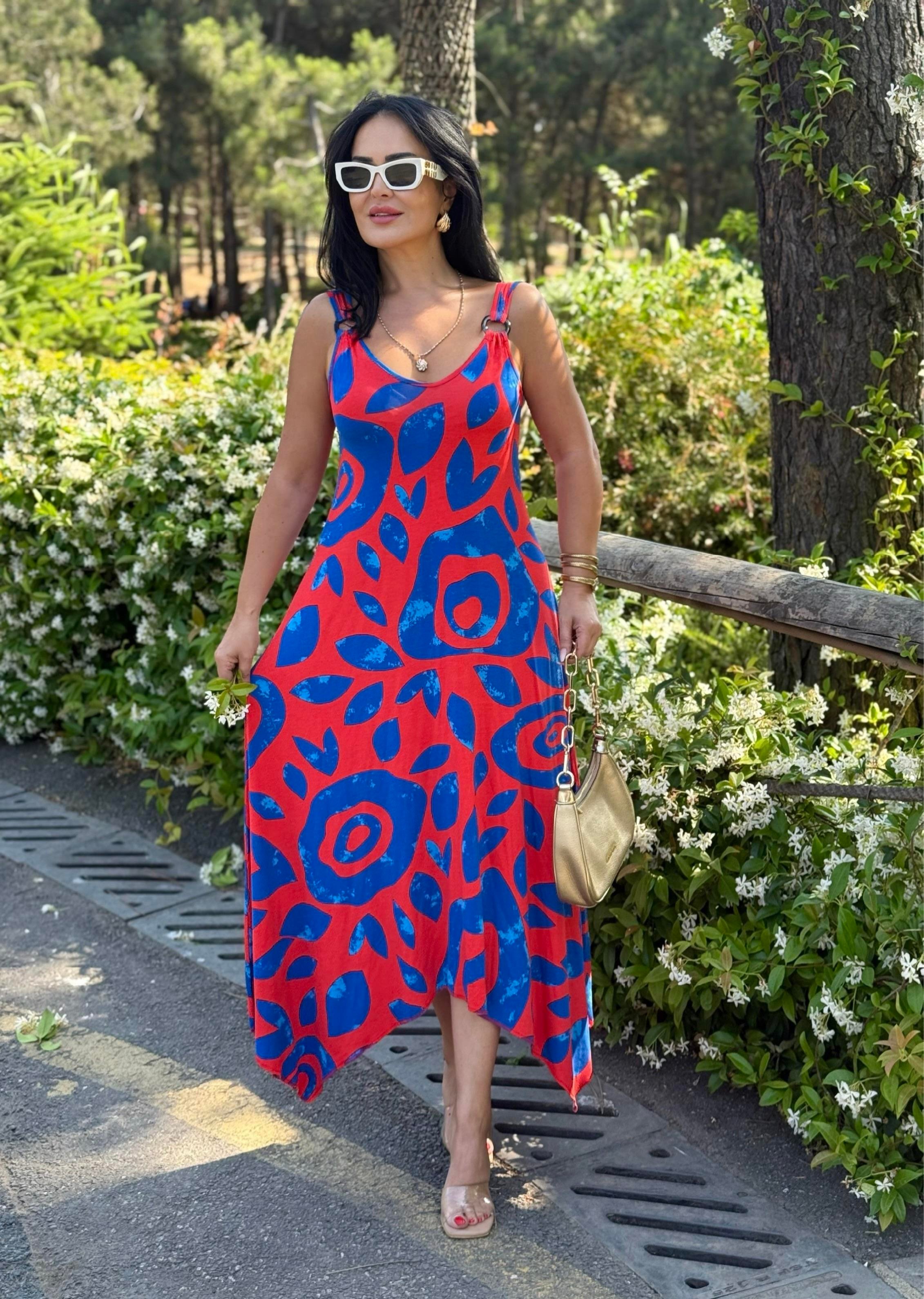 4806 Diora rahat kalıp halka detaylı elbise4806 