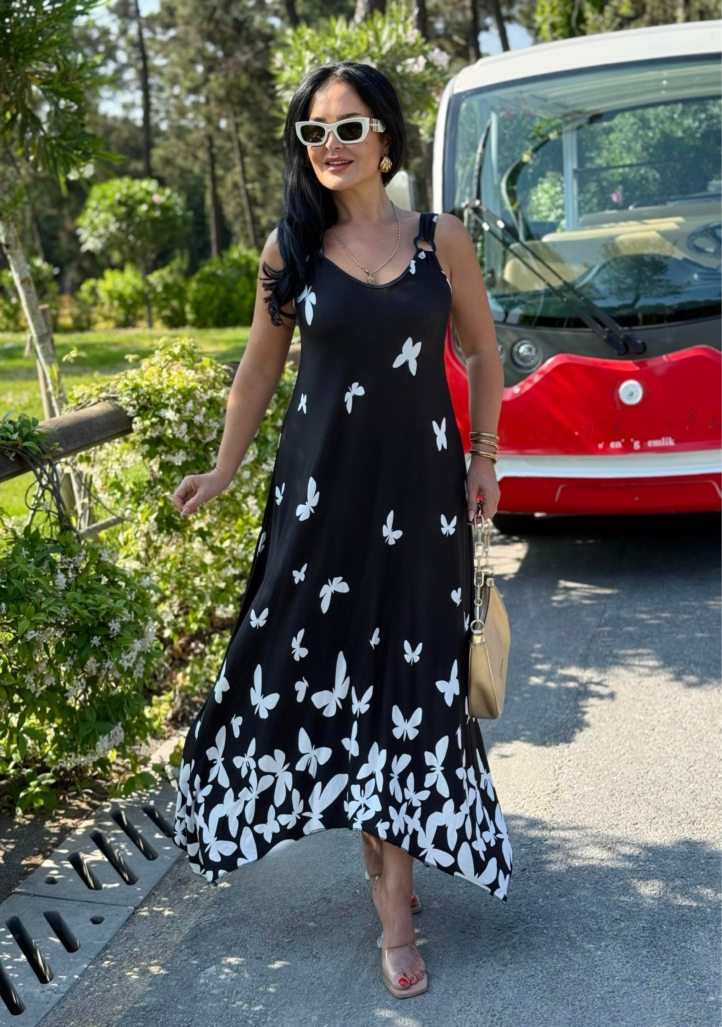 4806 Diora    rahat kalıp halka detaylı elbise4806 