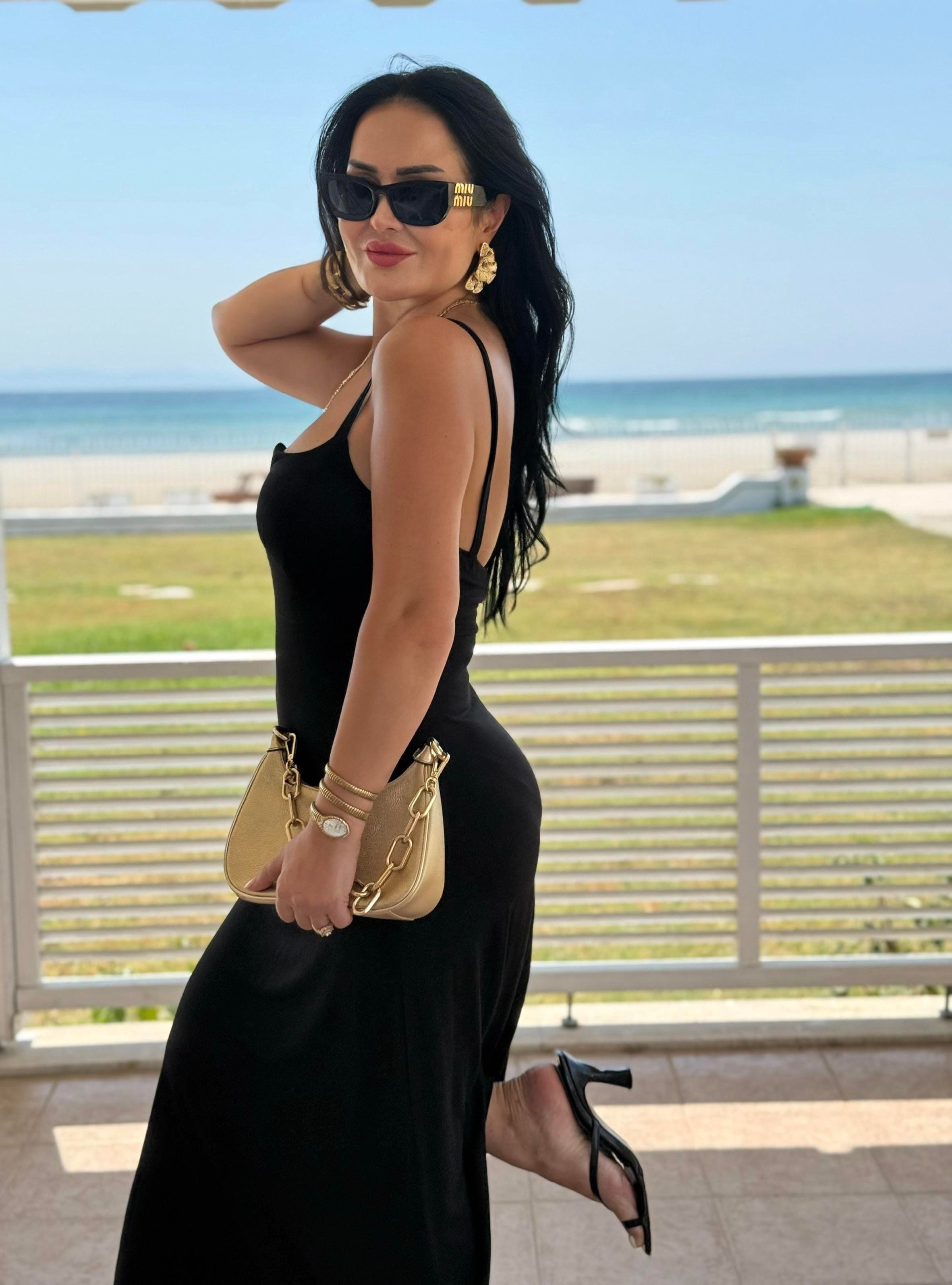 4815 Melody  Siyah Fermuarlı Elbise4815