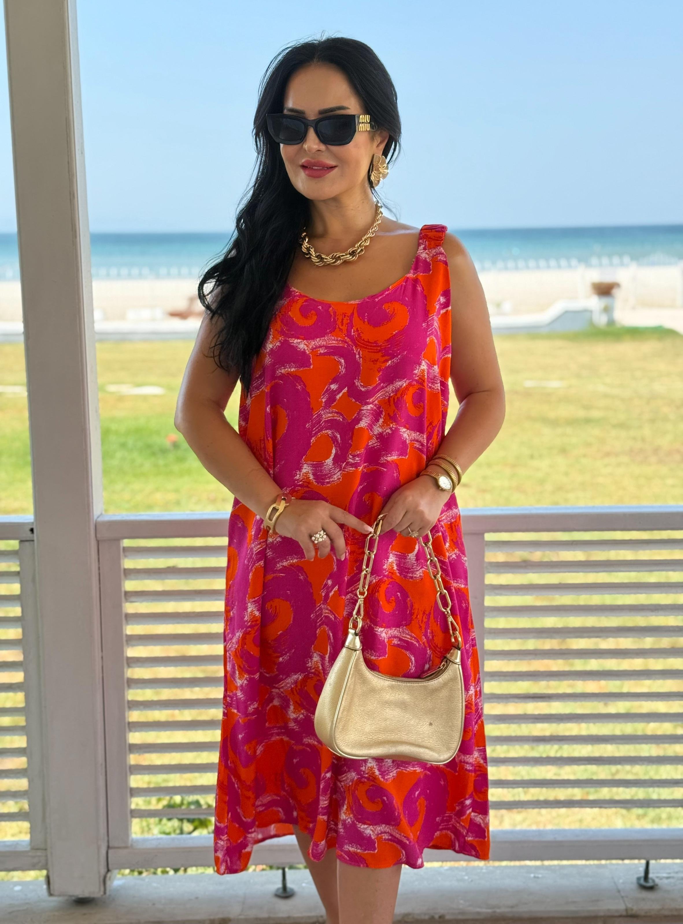 4816 Picasso omuzları büzgülü elbise4816