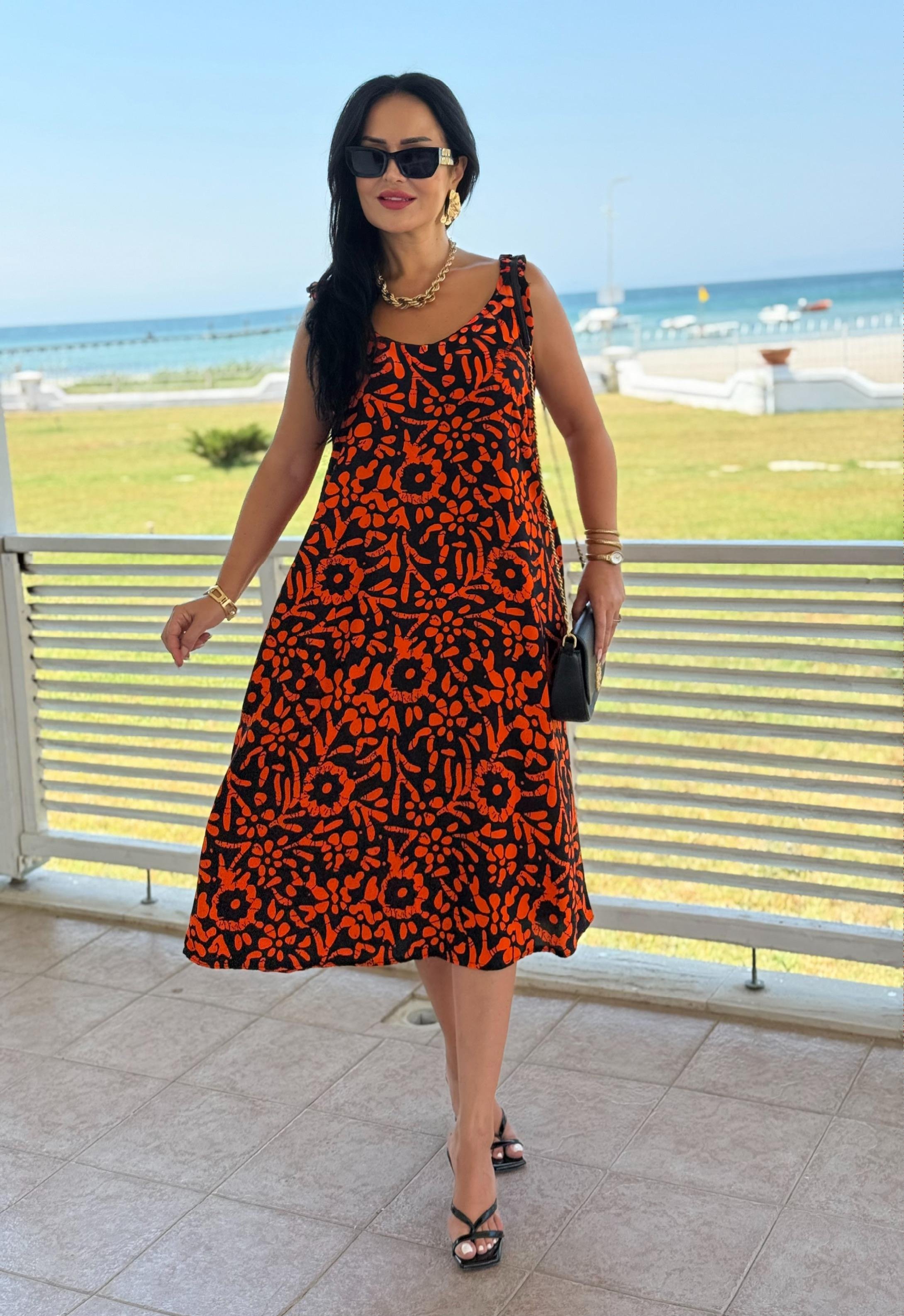 4816 Picasso   omuzları büzgülü elbise4816