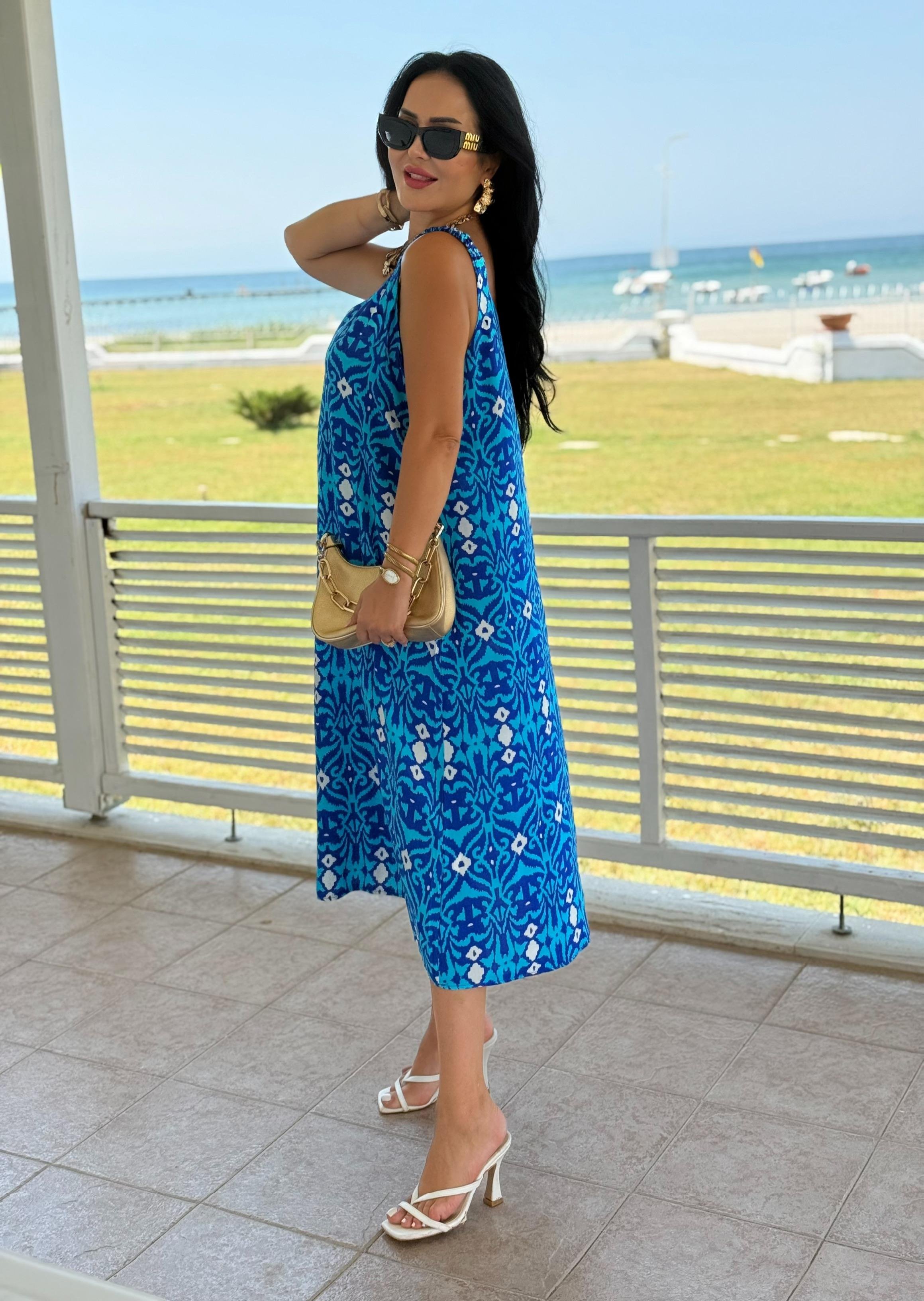 4816 Picasso  omuzları büzgülü elbise4816