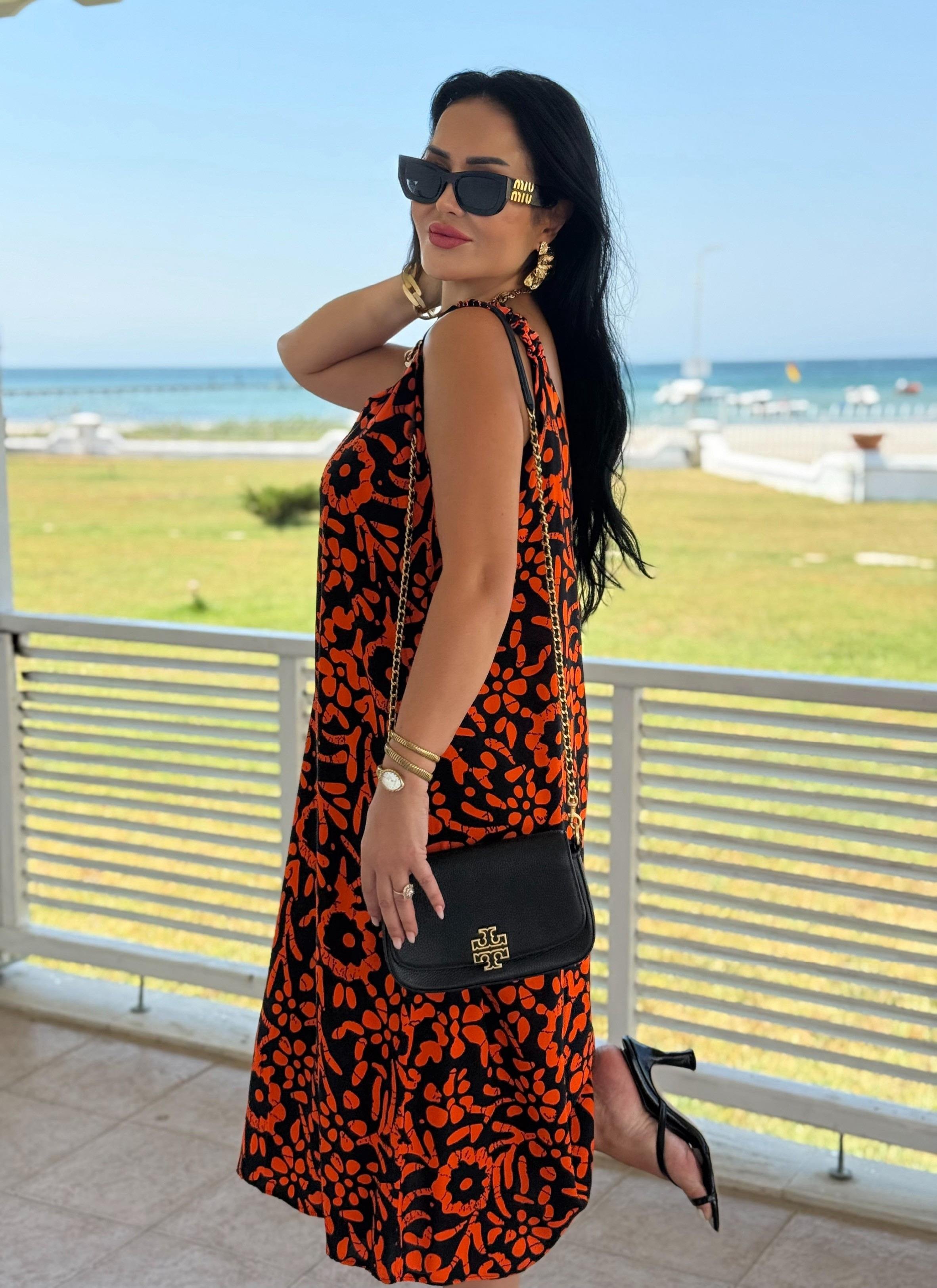 4816 Picasso   omuzları büzgülü elbise4816