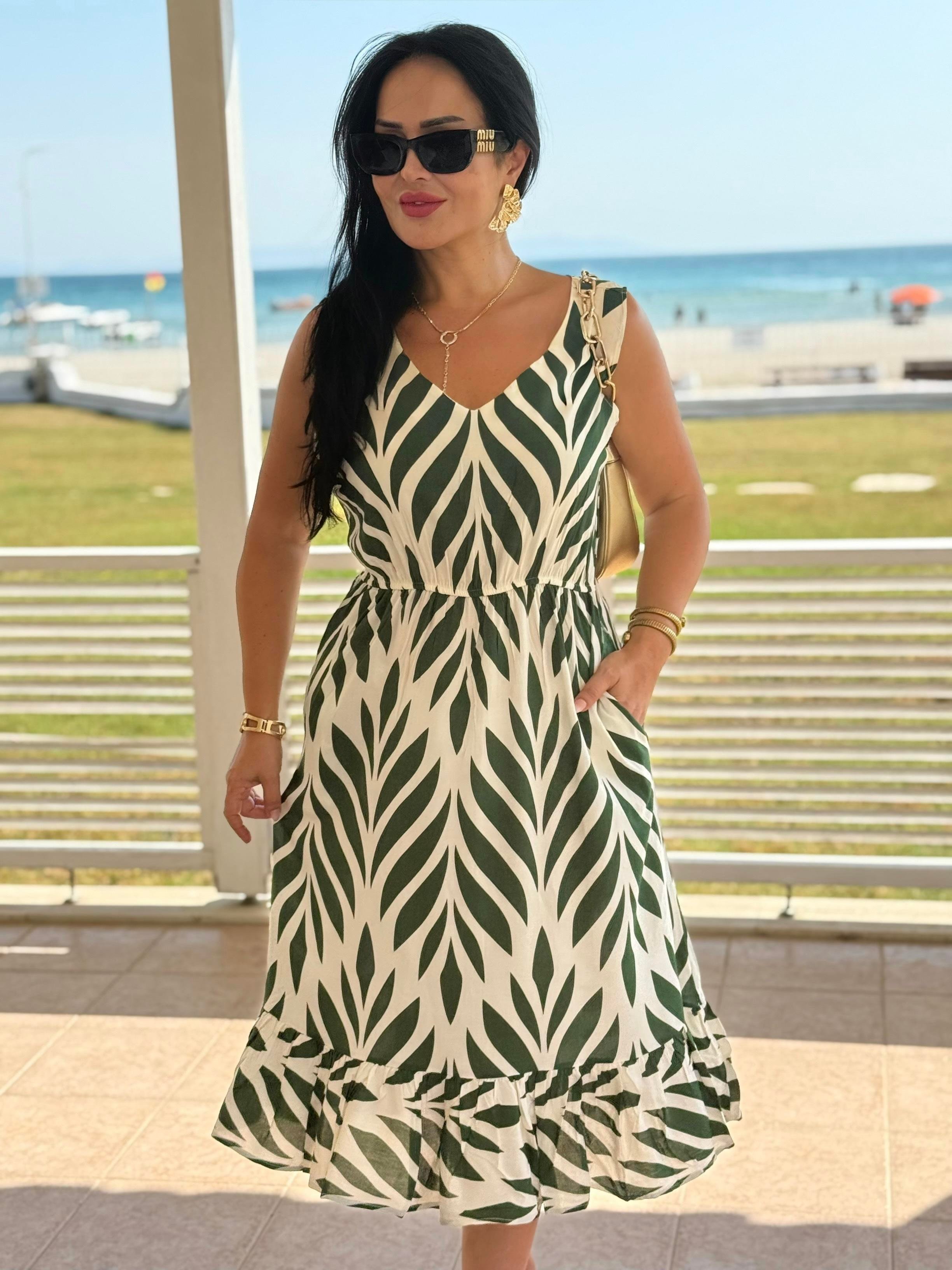 4820 Sophia    sıfır kol eteği volanlı elbise4820