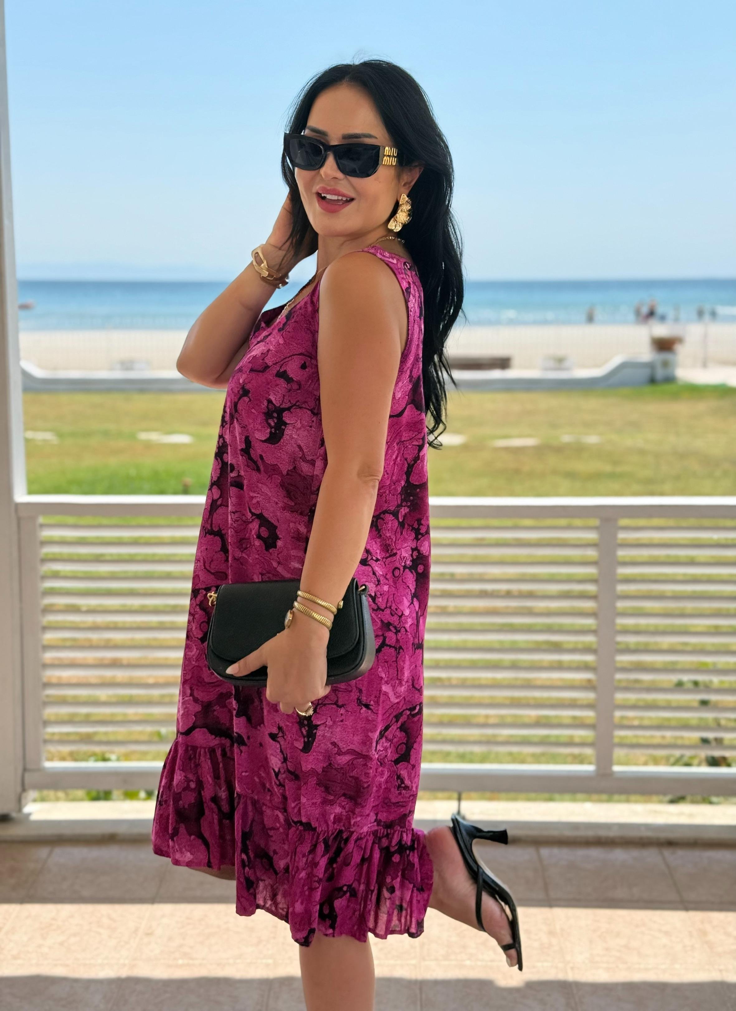 4821  Minso     sıfır kol bisiklet yaka eteği volanlı elbise4821