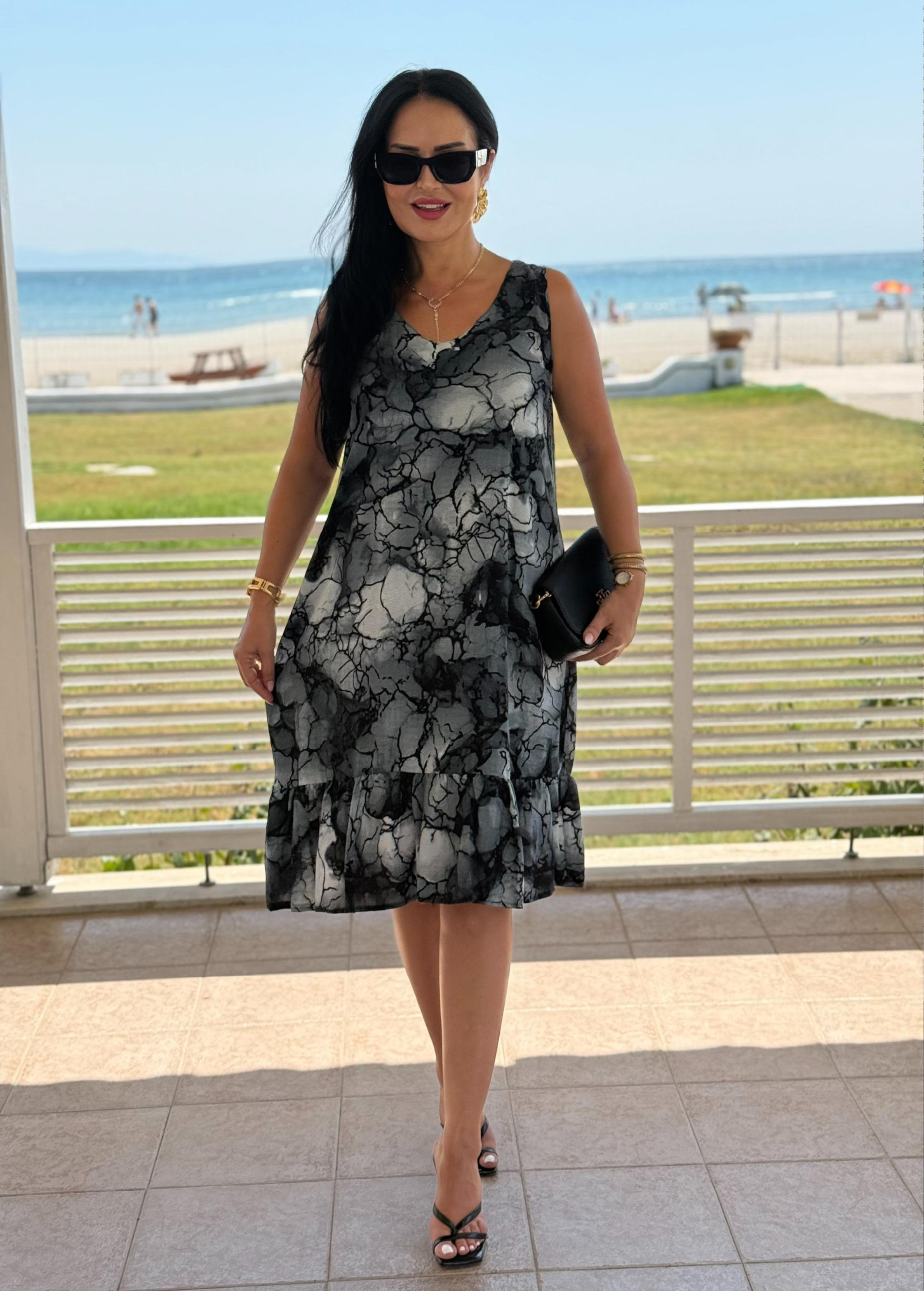 4821  Minso       sıfır kol bisiklet yaka eteği volanlı elbise4821