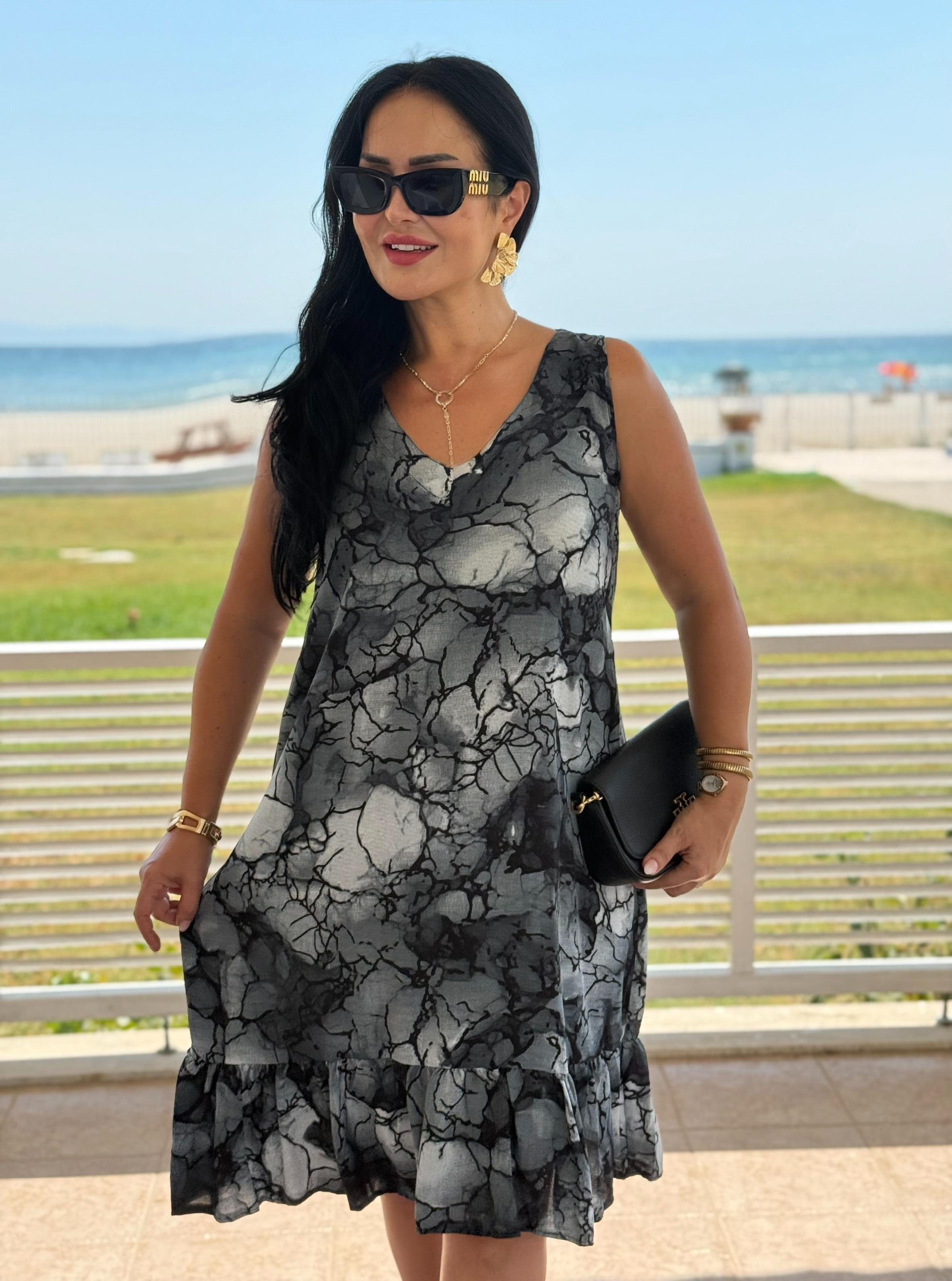 4821  Minso       sıfır kol bisiklet yaka eteği volanlı elbise4821