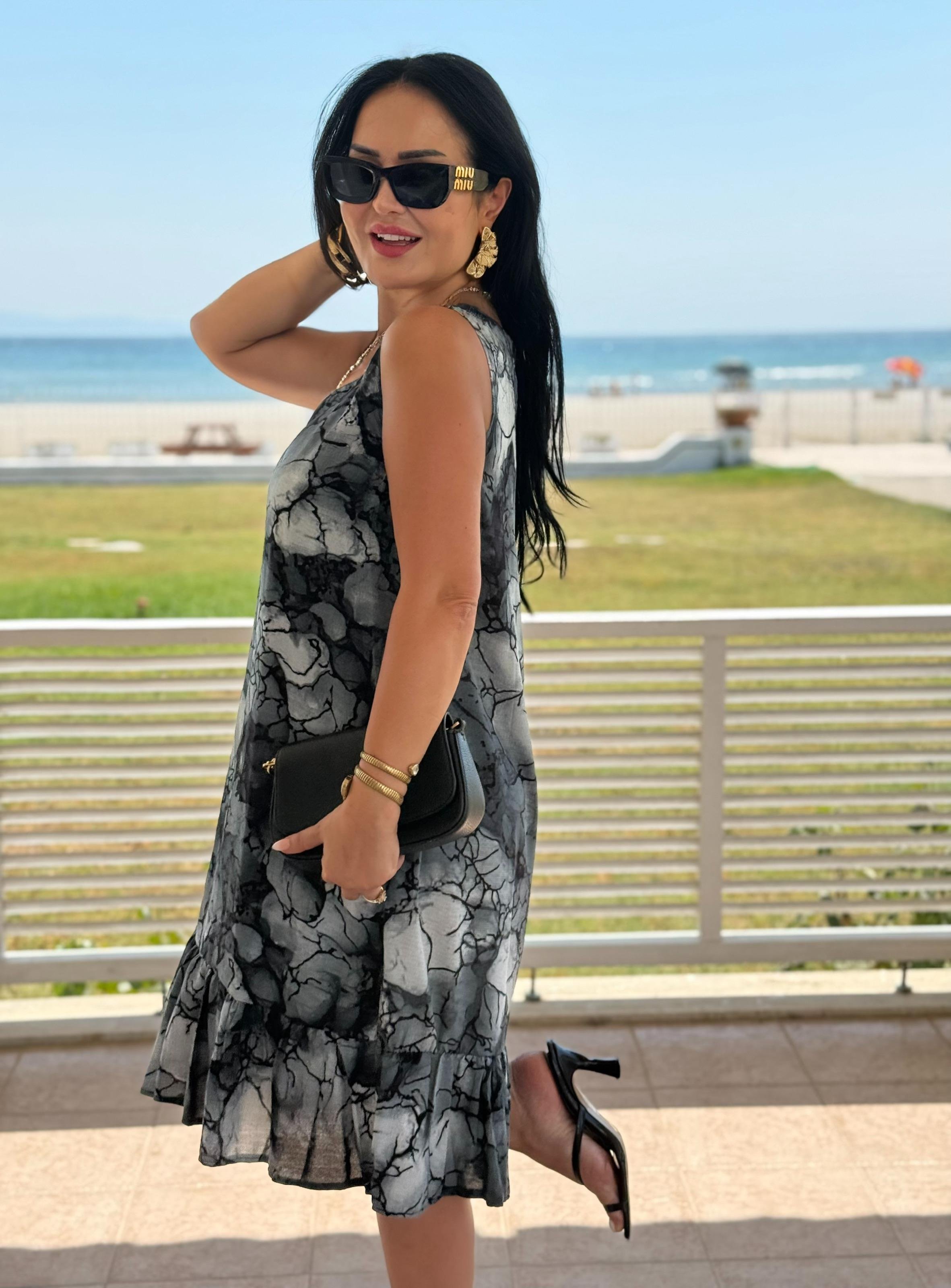 4821  Minso       sıfır kol bisiklet yaka eteği volanlı elbise4821