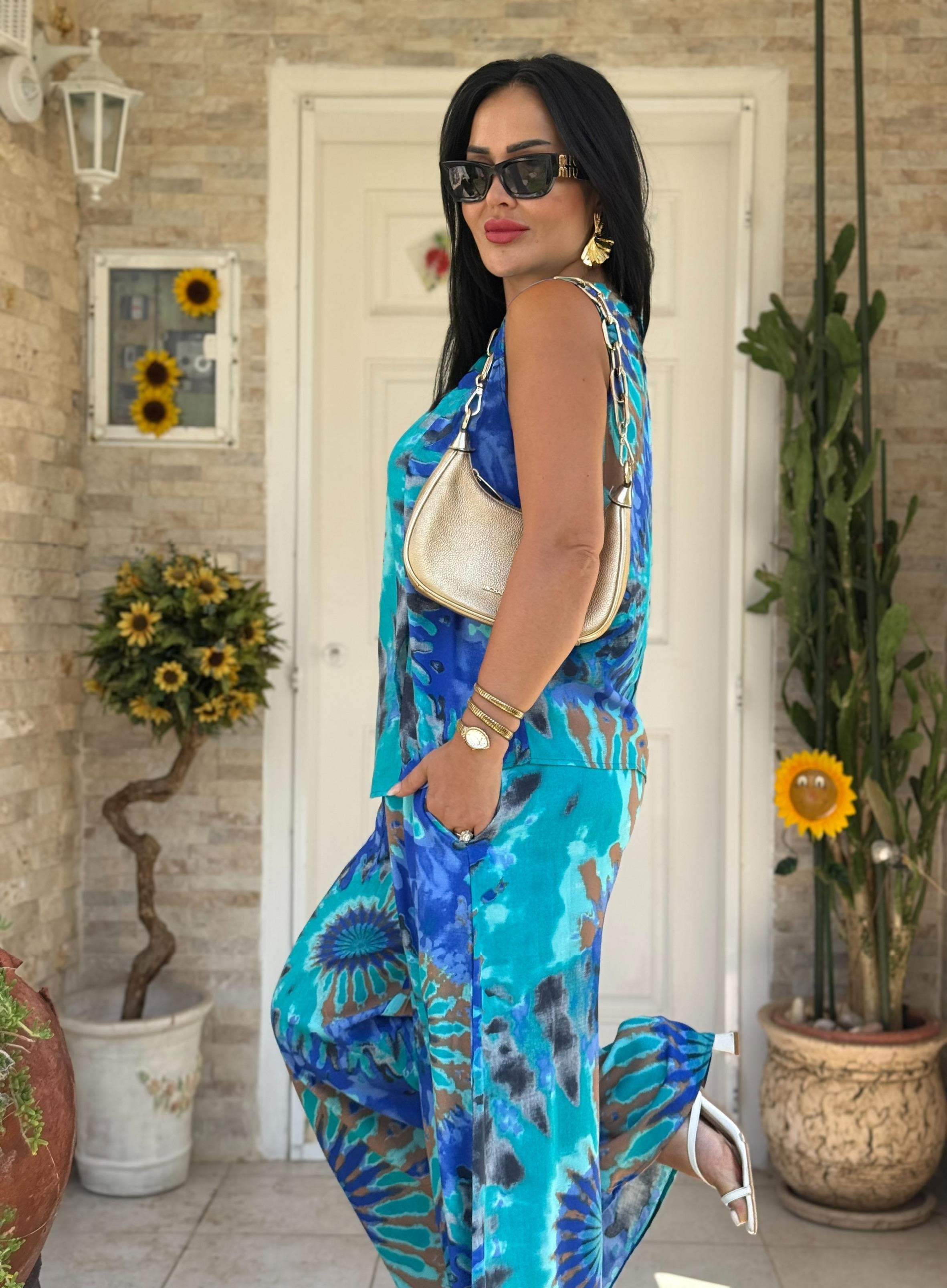 4824 Takım  mavi batik4824