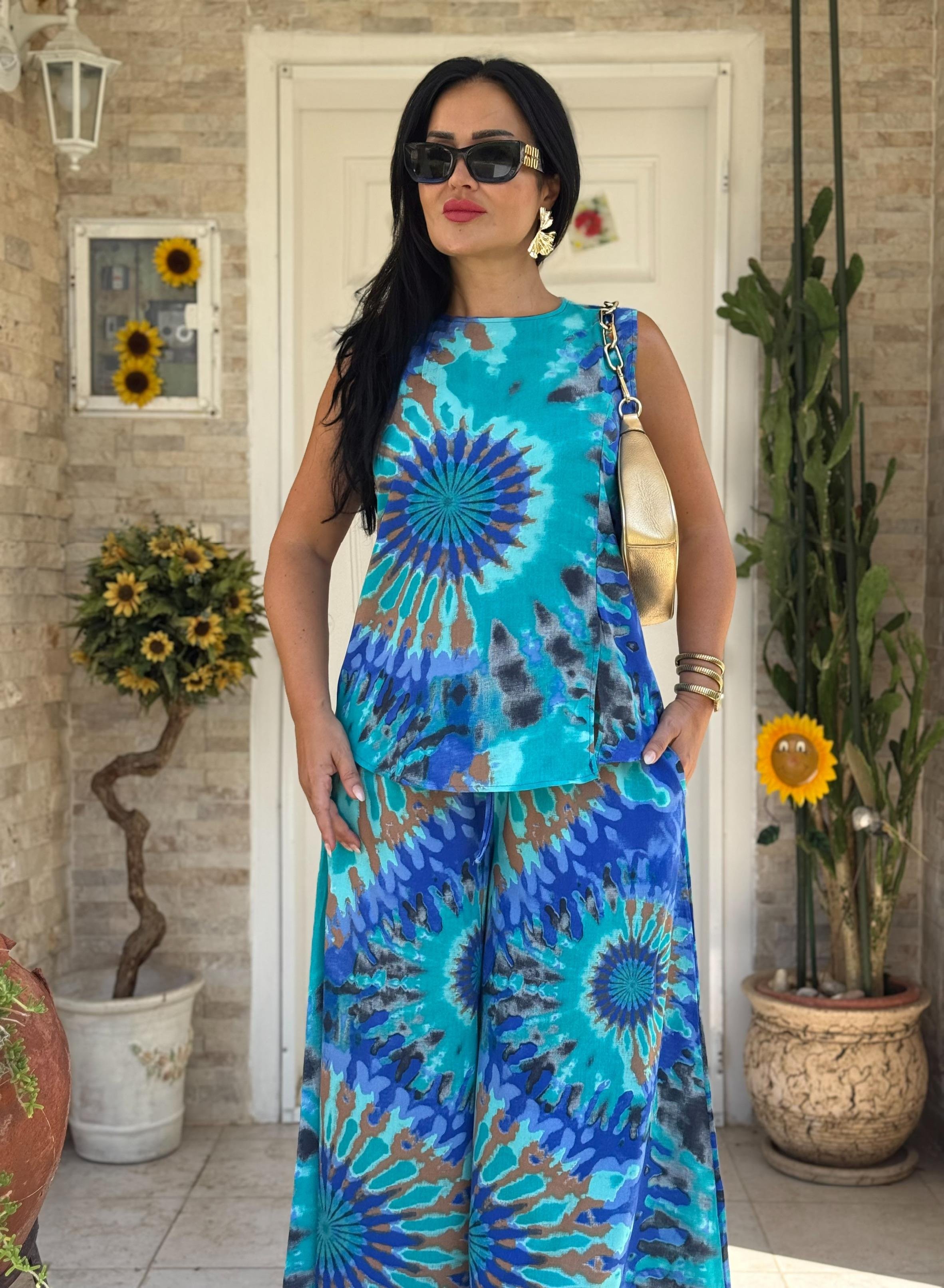 4824 Takım  mavi batik4824