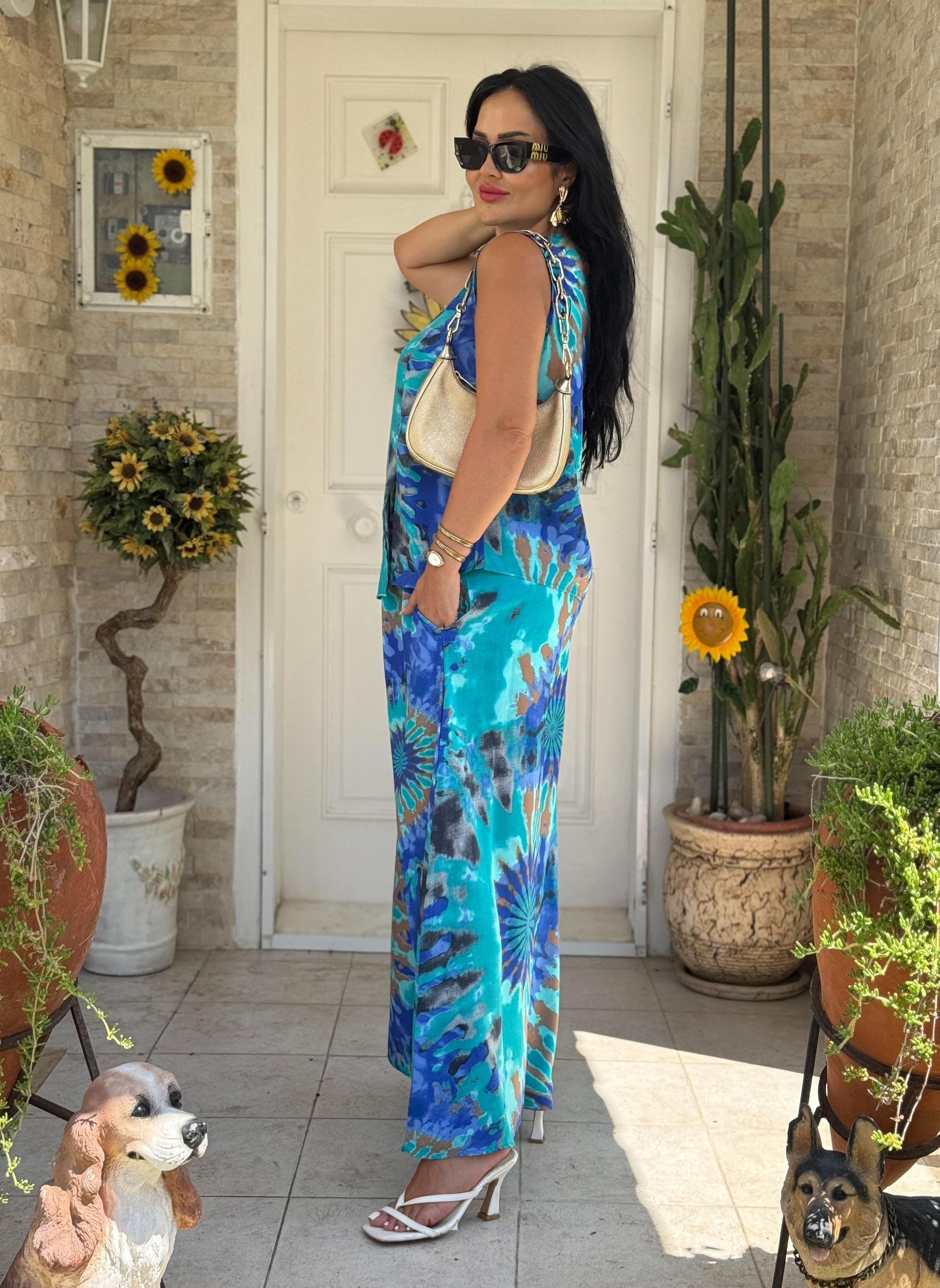 4824 Takım  mavi batik4824