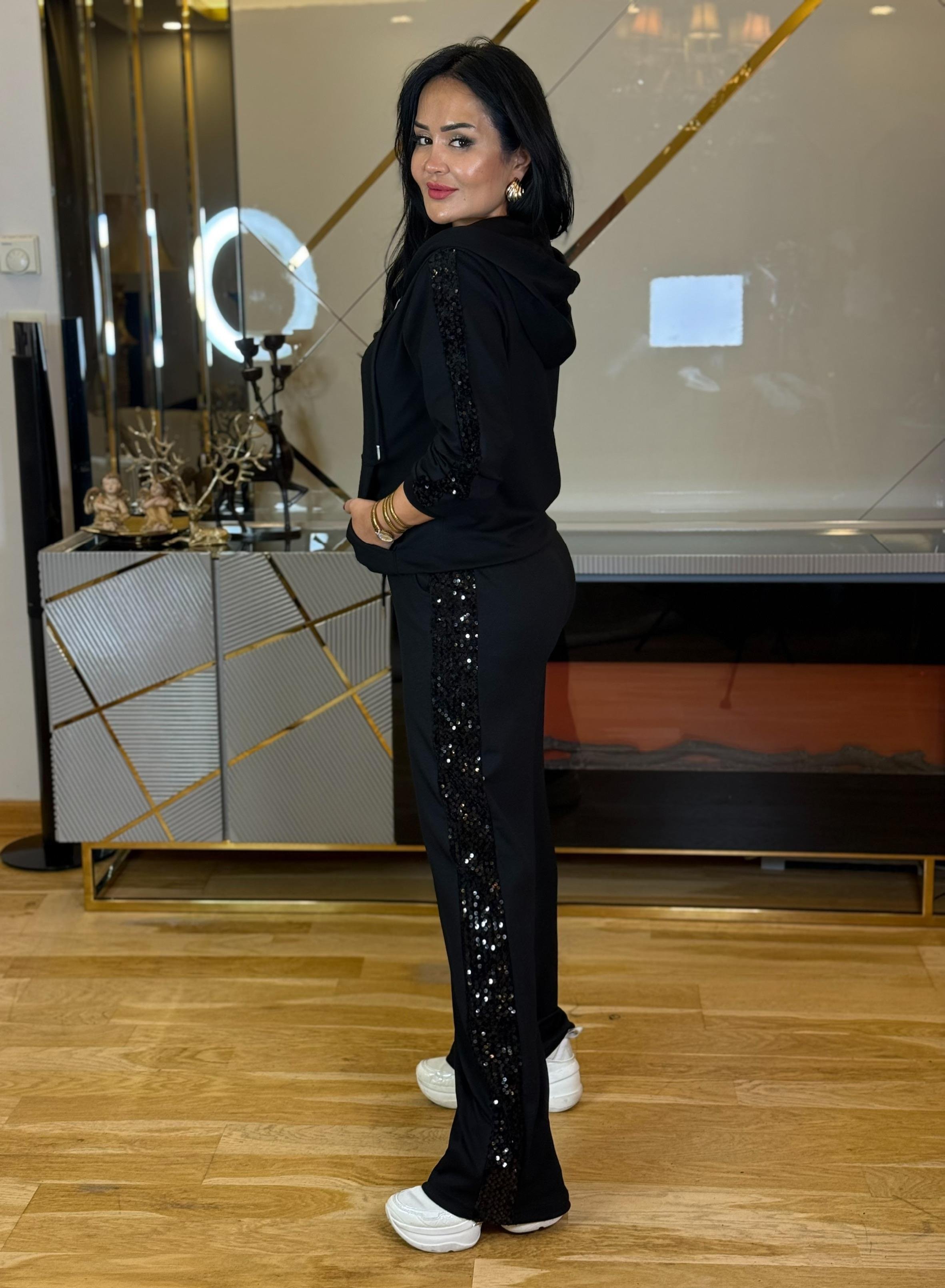 4856 Lara payetli palazzo paça eşofman takım4856