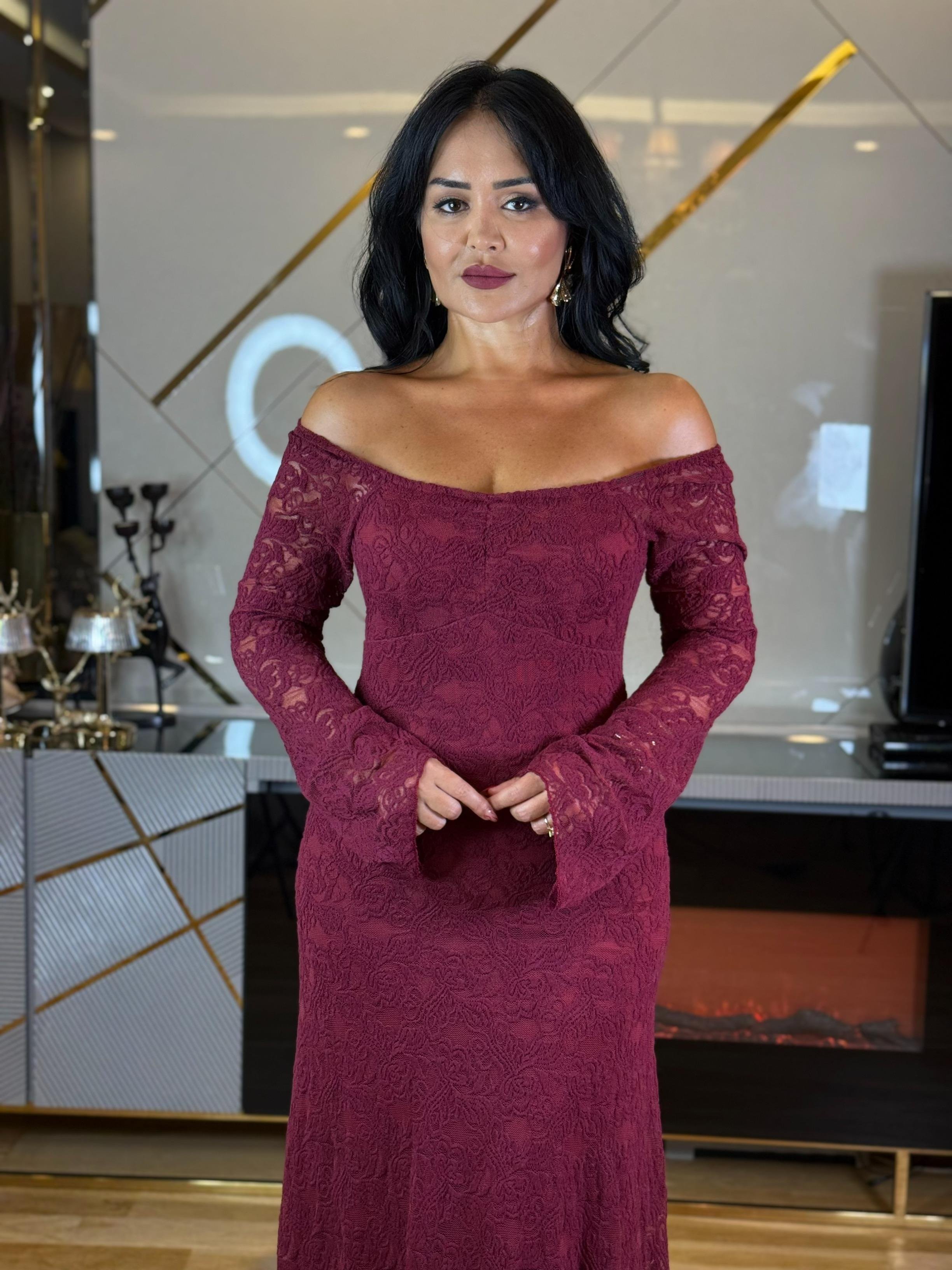 4859 Maysa  bordo elbise4859