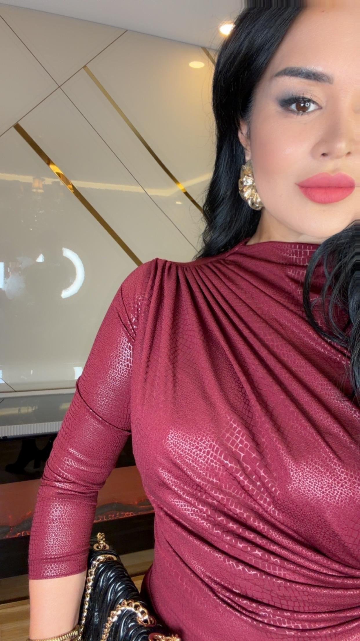 4873 Nuve  bordo parlak bluz 4873