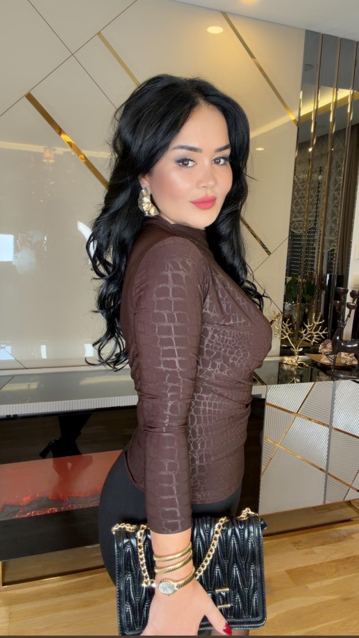 4873 Nuve       kahverengi parlak bluz 4873