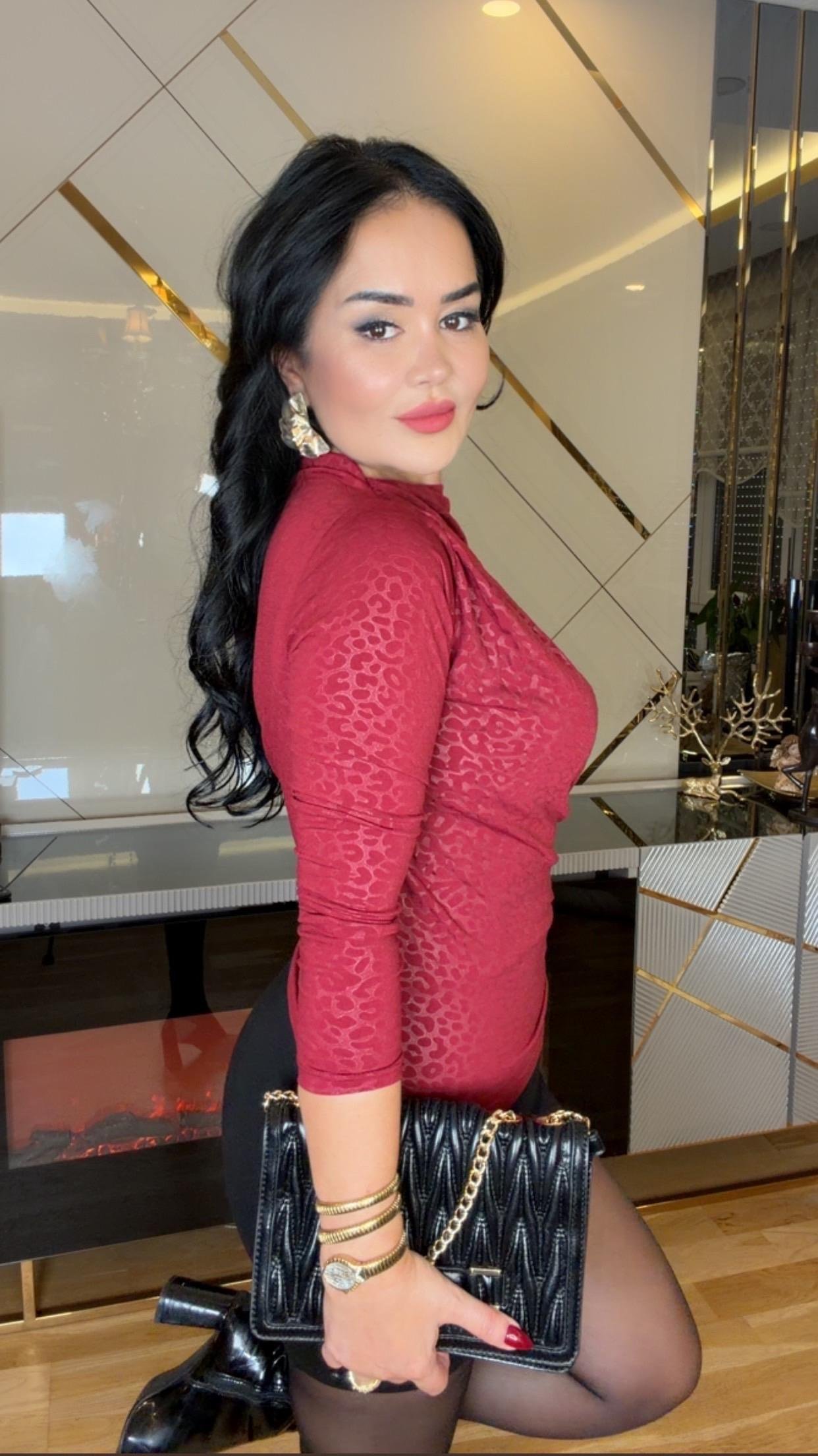 4873 Nuve   kırmızı parlak bluz 4873