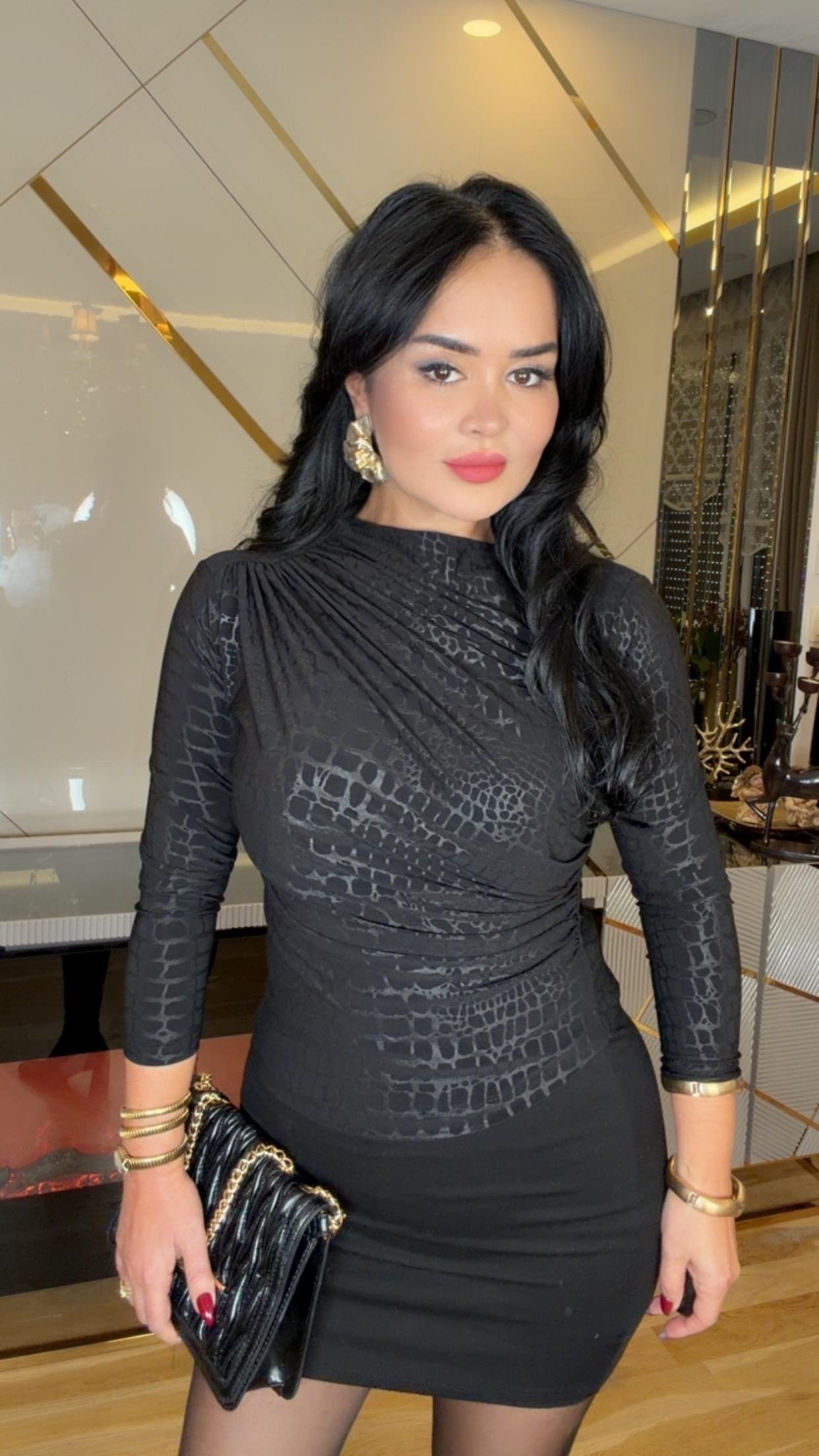 4873 Nuve    siyah parlak bluz 4873