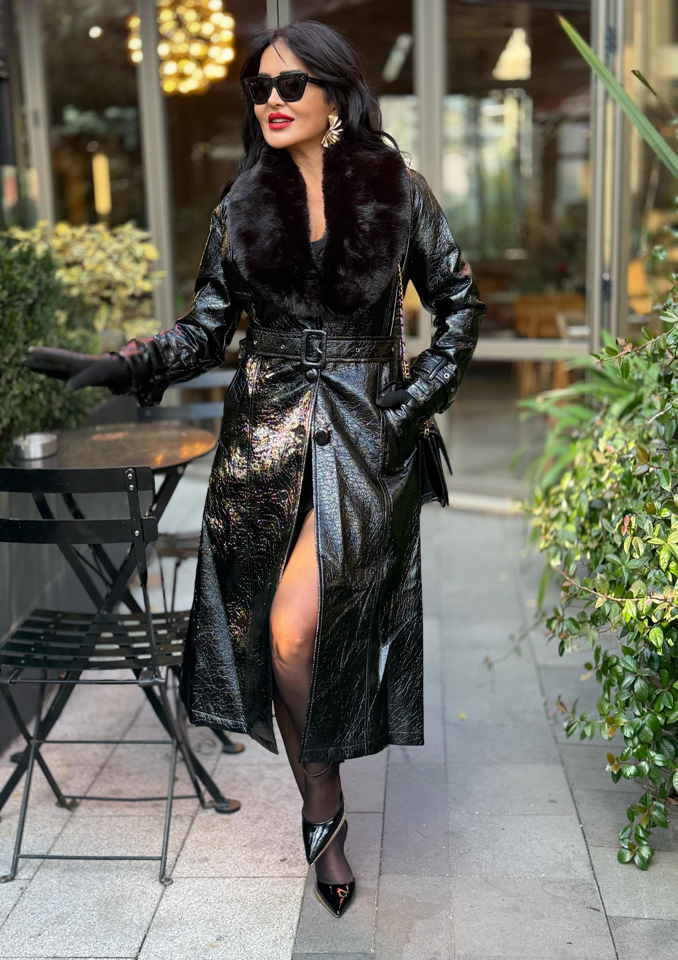 4874 Sienne parçalı deri kaban4874