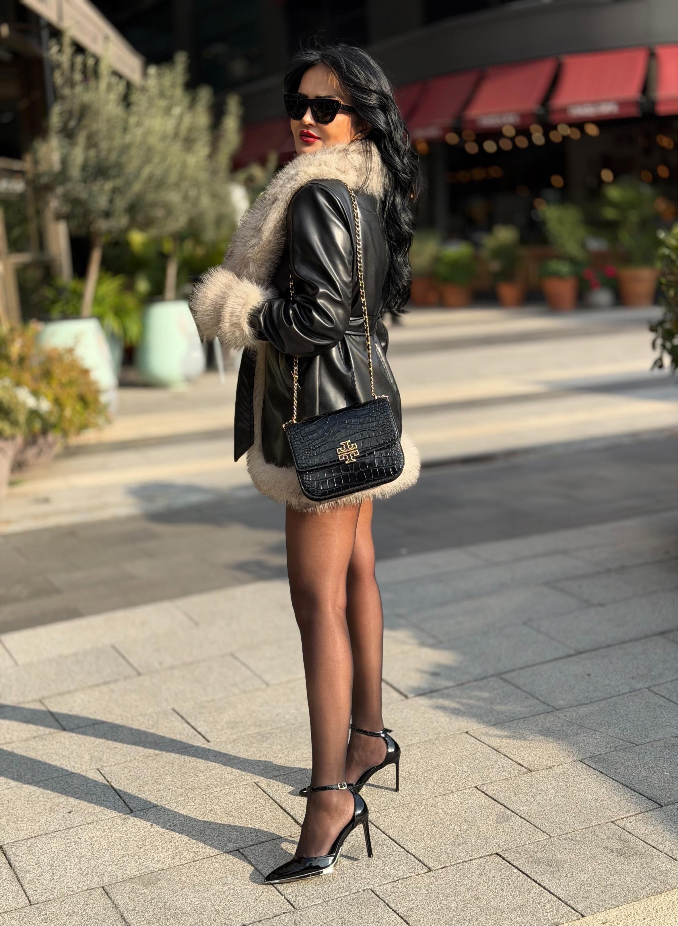 4879 Perry siyah deri ceket4879