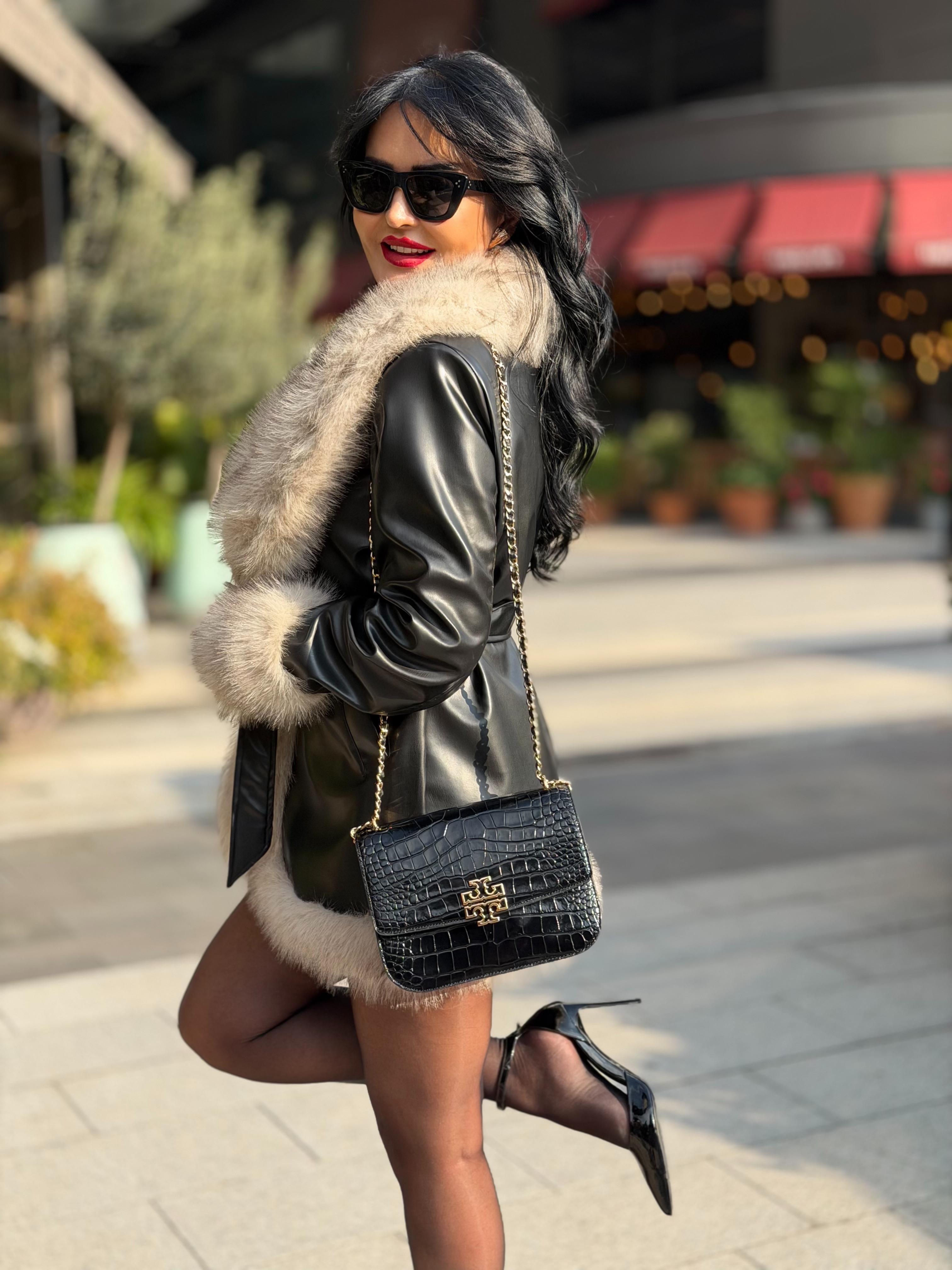 4879 Perry siyah deri ceket4879