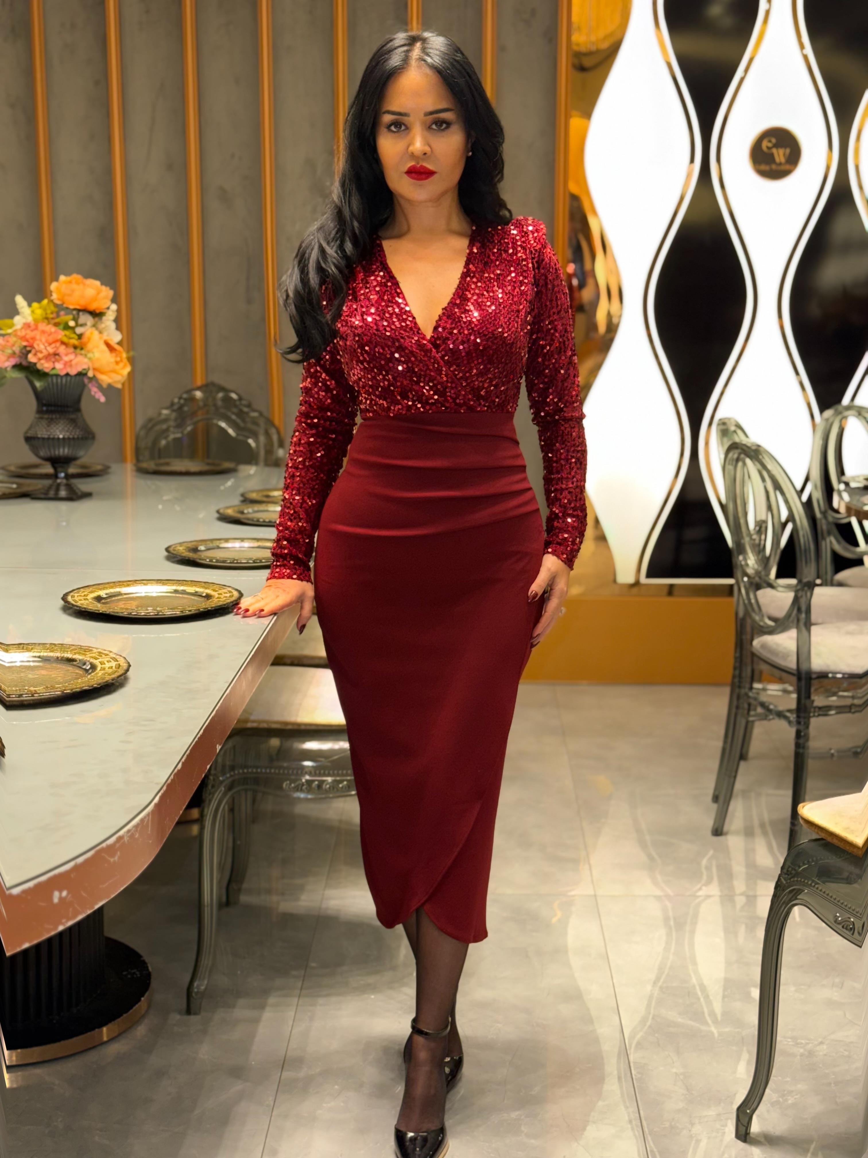 4883 Minel Kırmızı elbise4883