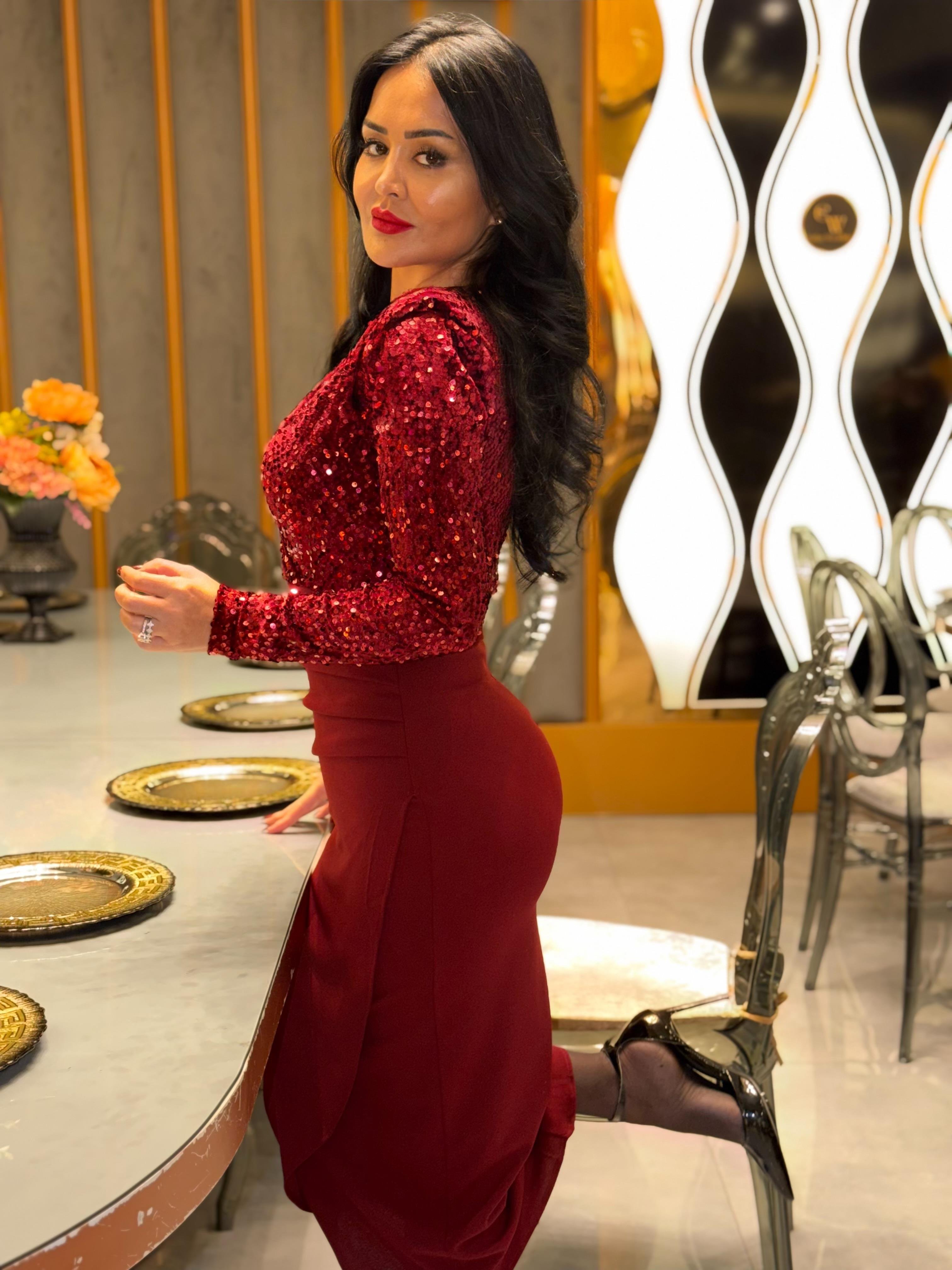 4883 Minel Kırmızı elbise4883