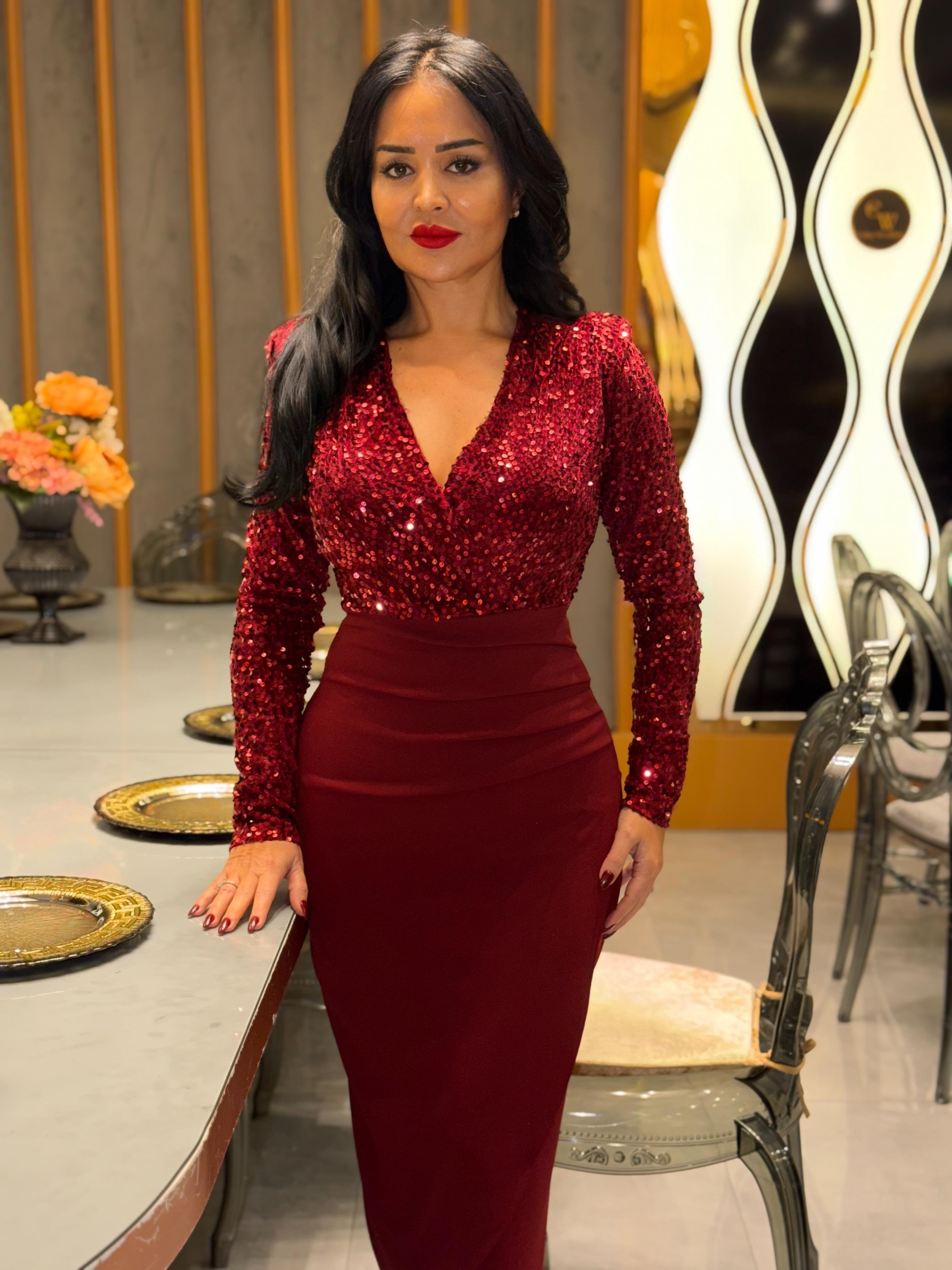 4883 Minel Kırmızı elbise4883