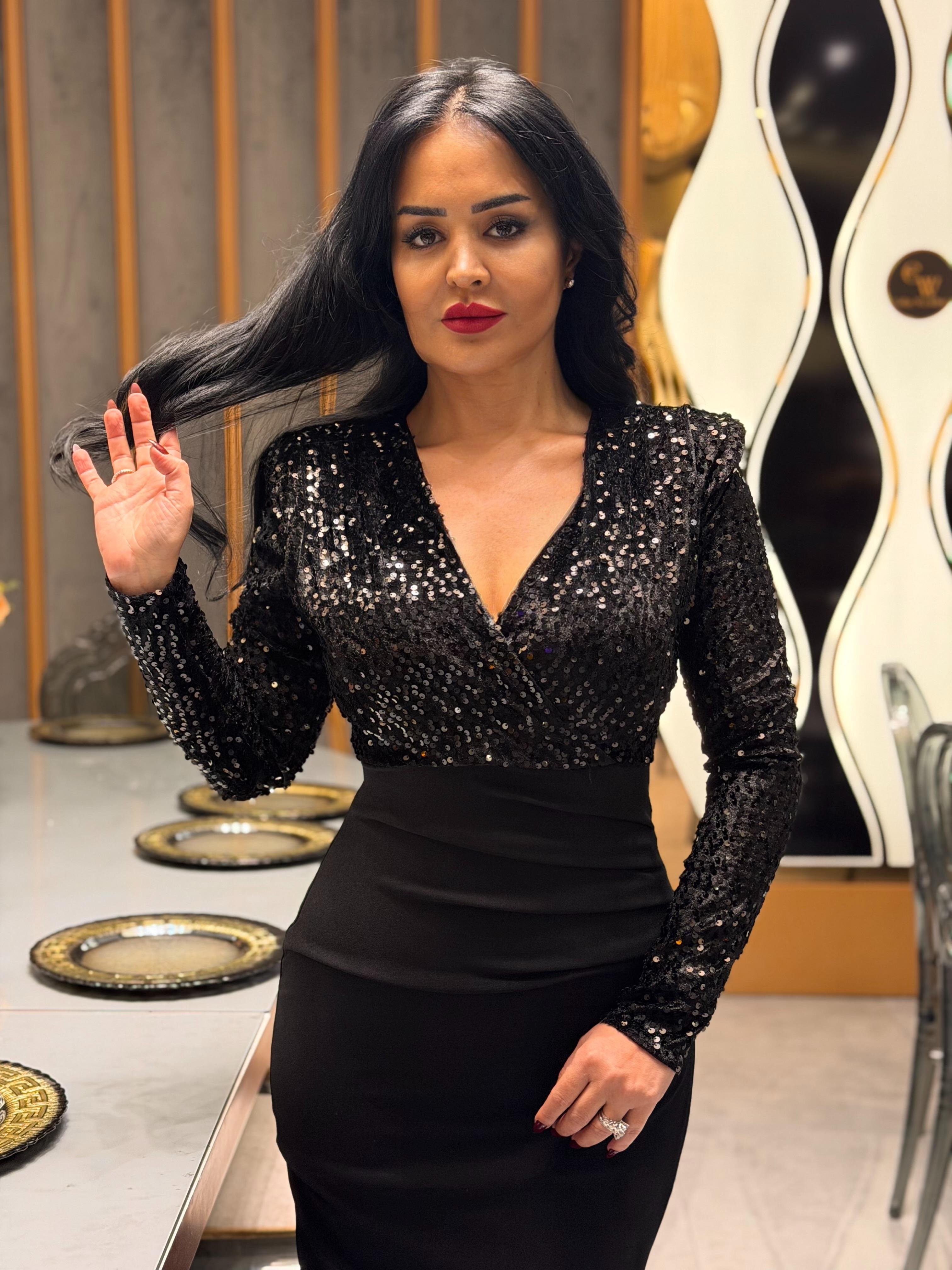 4883 Minel  siyah elbise4883