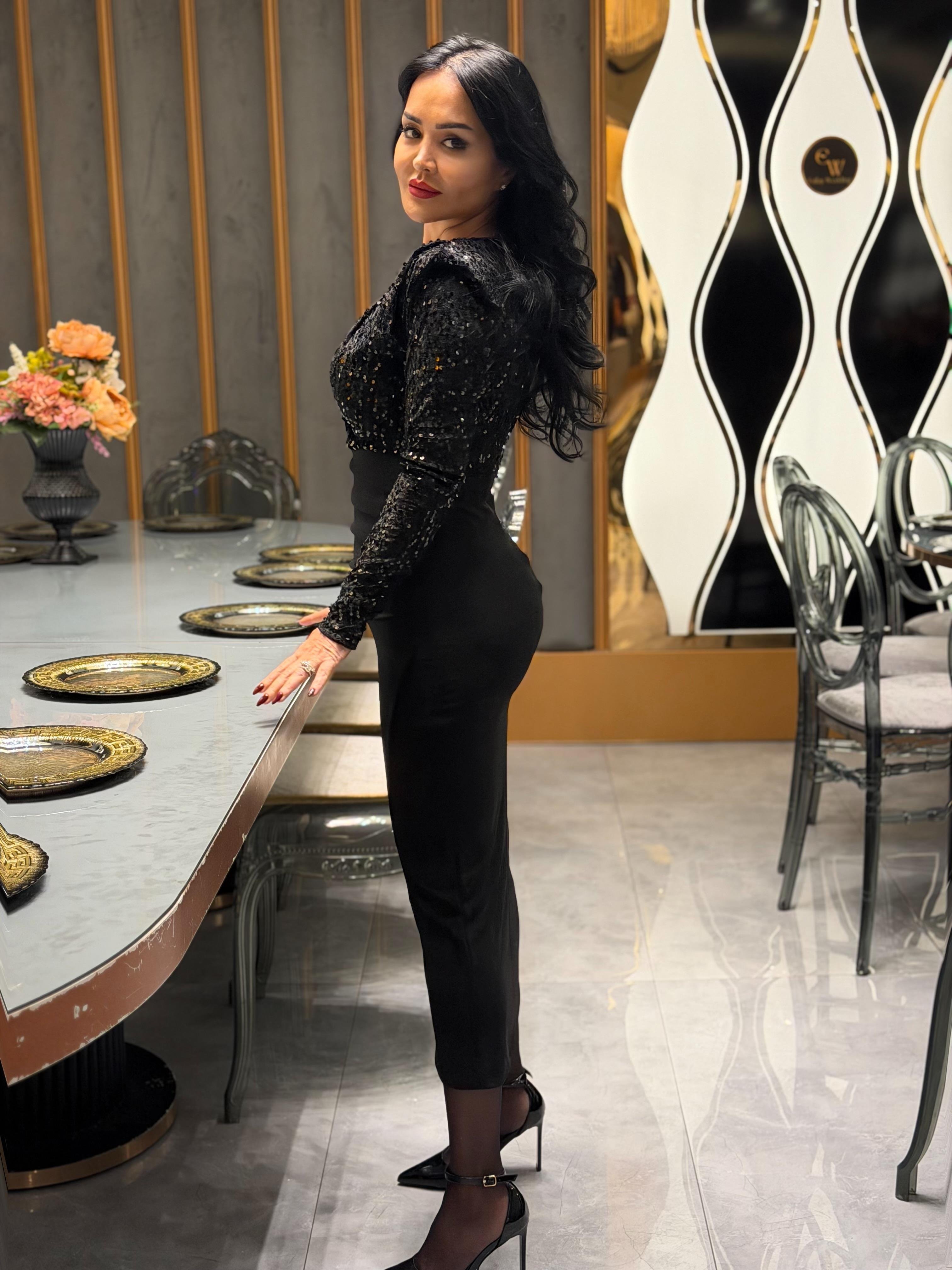 4883 Minel  siyah elbise4883