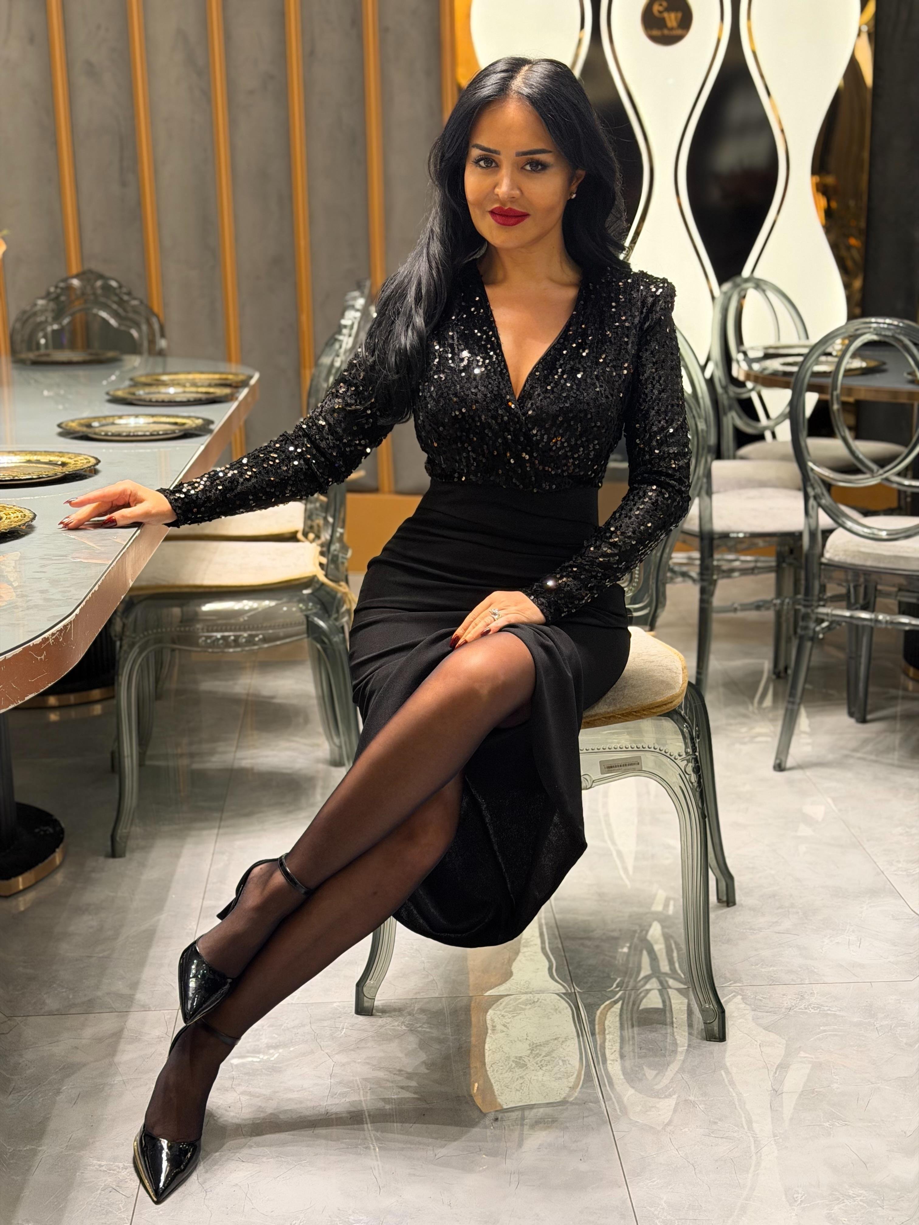 4883 Minel  siyah elbise4883