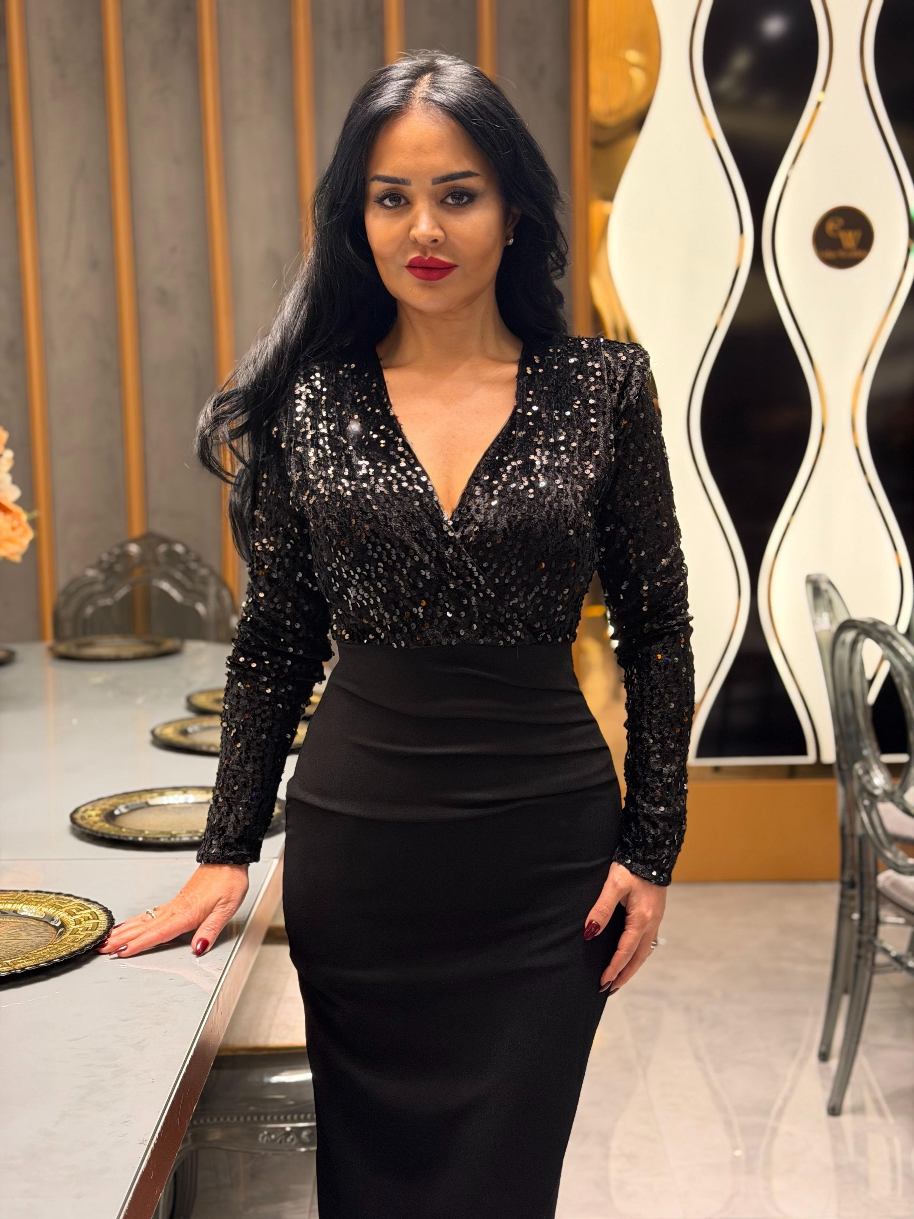 4883 Minel  siyah elbise4883