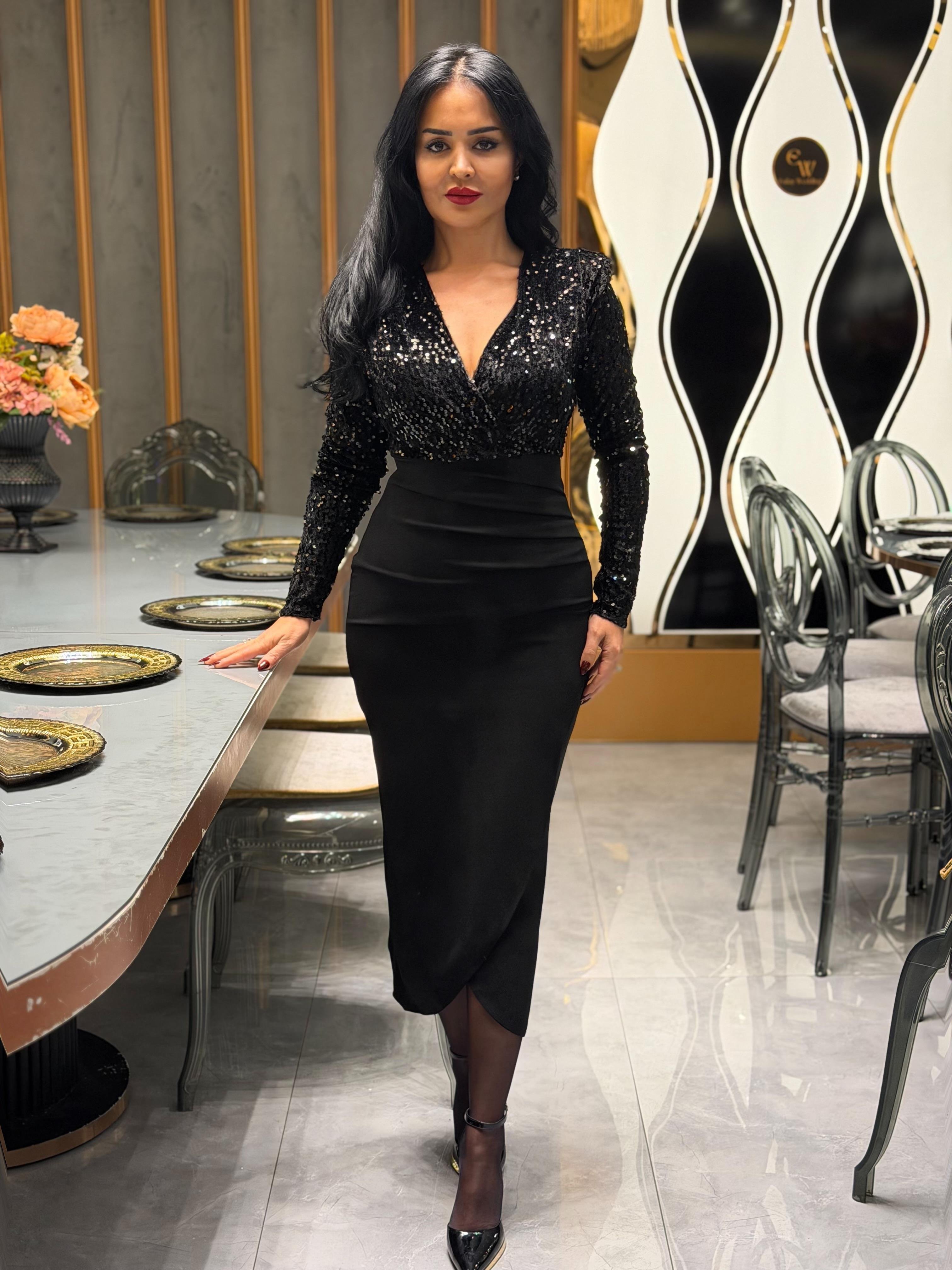 4883 Minel  siyah elbise4883