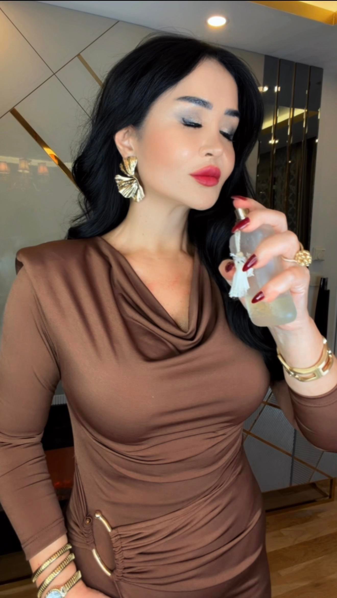 4884 Mavren kahverengi elbise4884