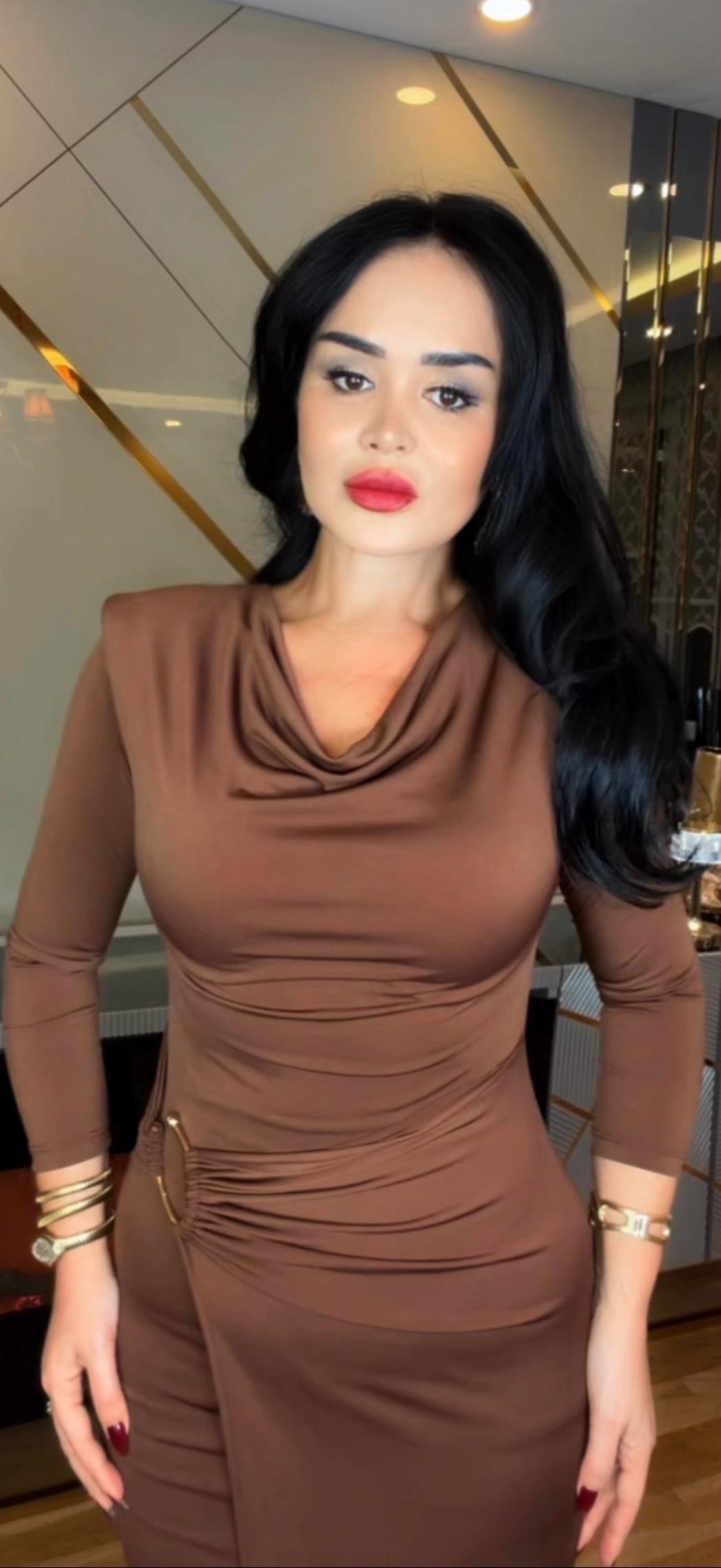 4884 Mavren kahverengi elbise4884