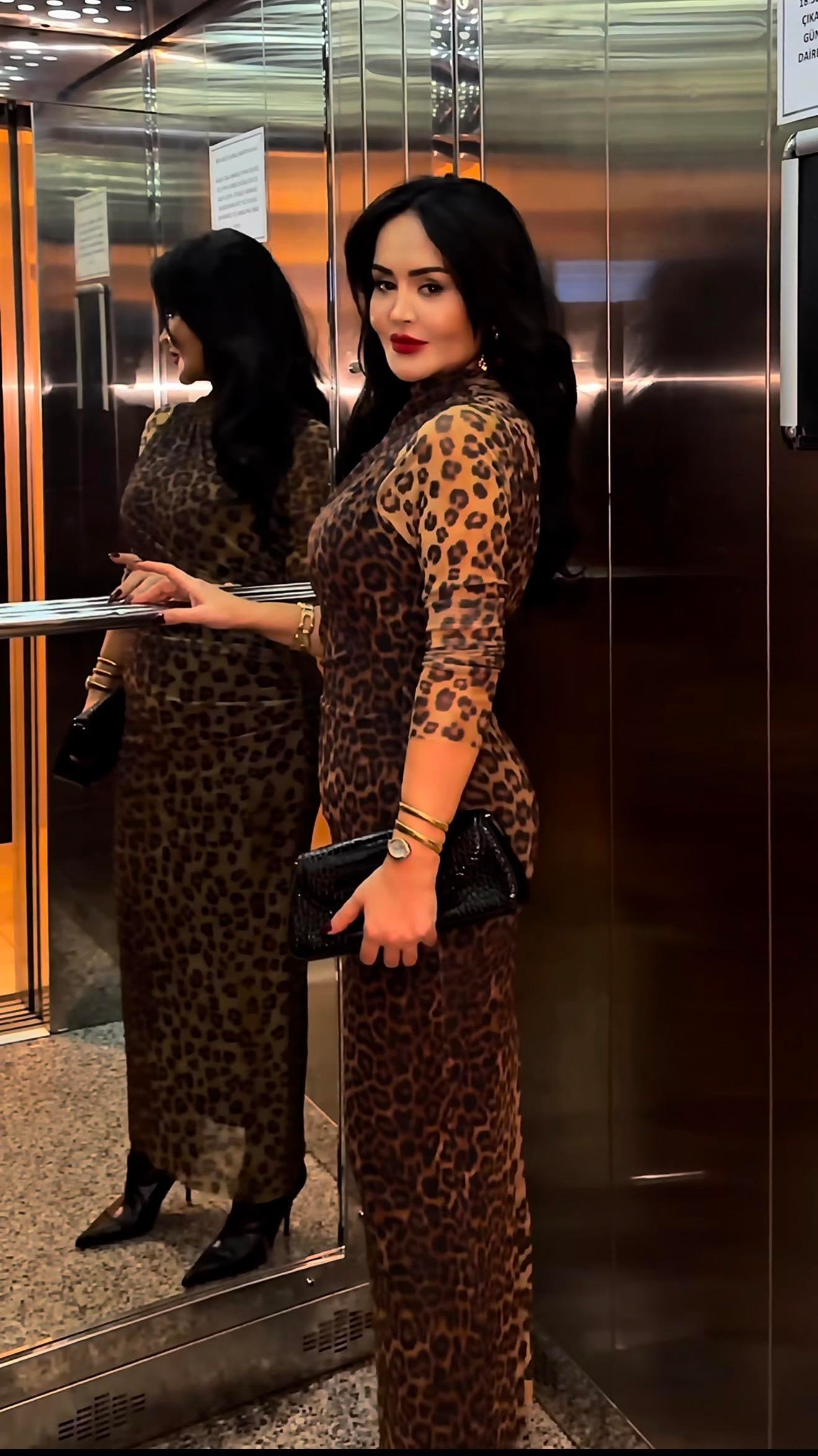 4886 Molin leopar tül elbise4886