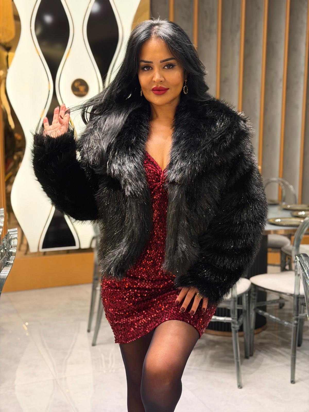 4897 Berry siyah simli kürk4897