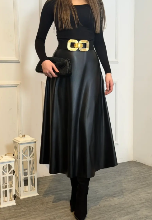 4899 Miranda  siyah deri etek4899