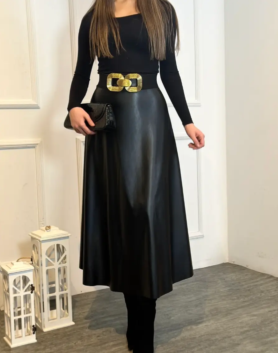 4899 Miranda  siyah deri etek4899