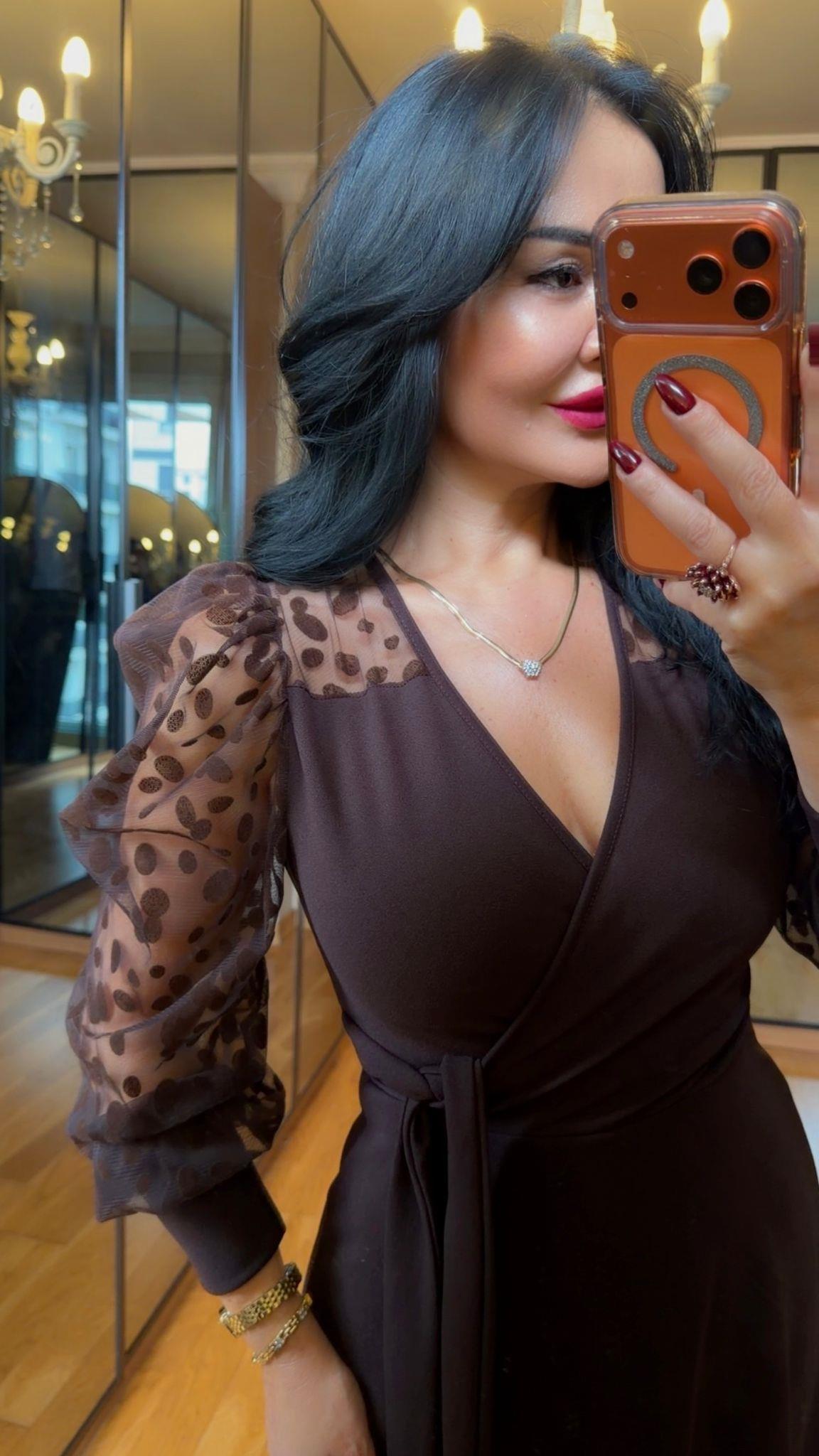 4902 Olivia Kahverengi Elbise4902