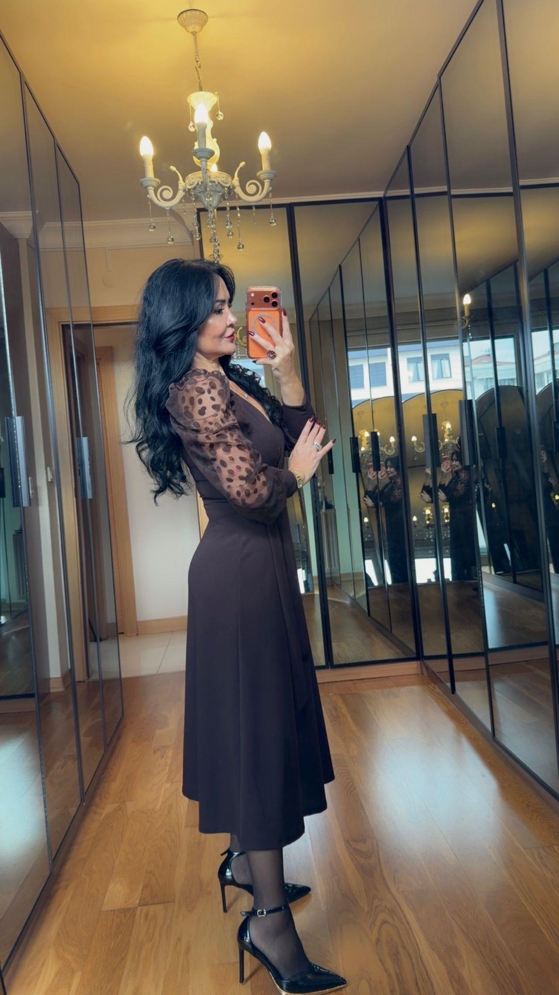 4902 Olivia Kahverengi Elbise4902