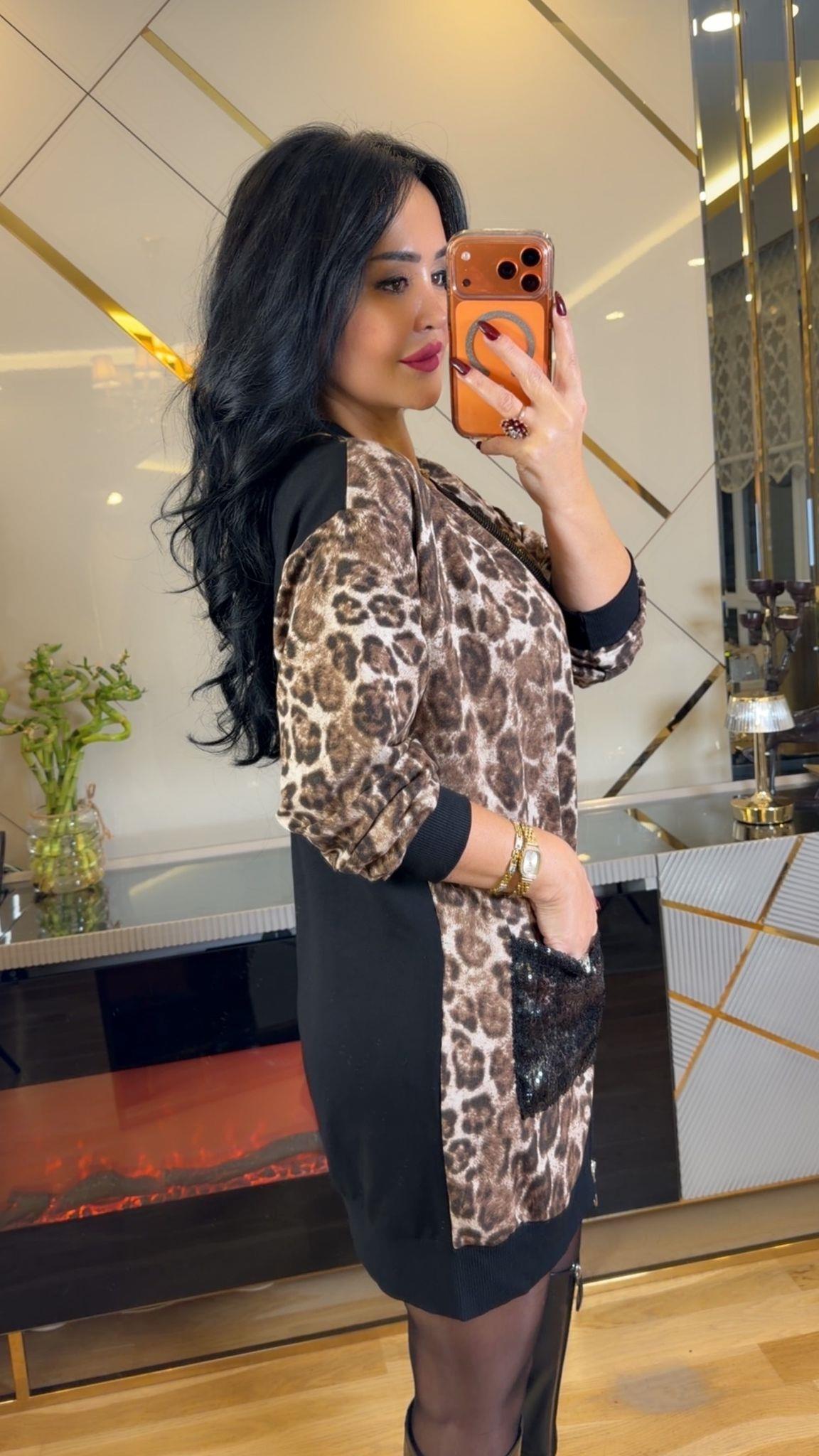 4906 Nera leopar hırka4906