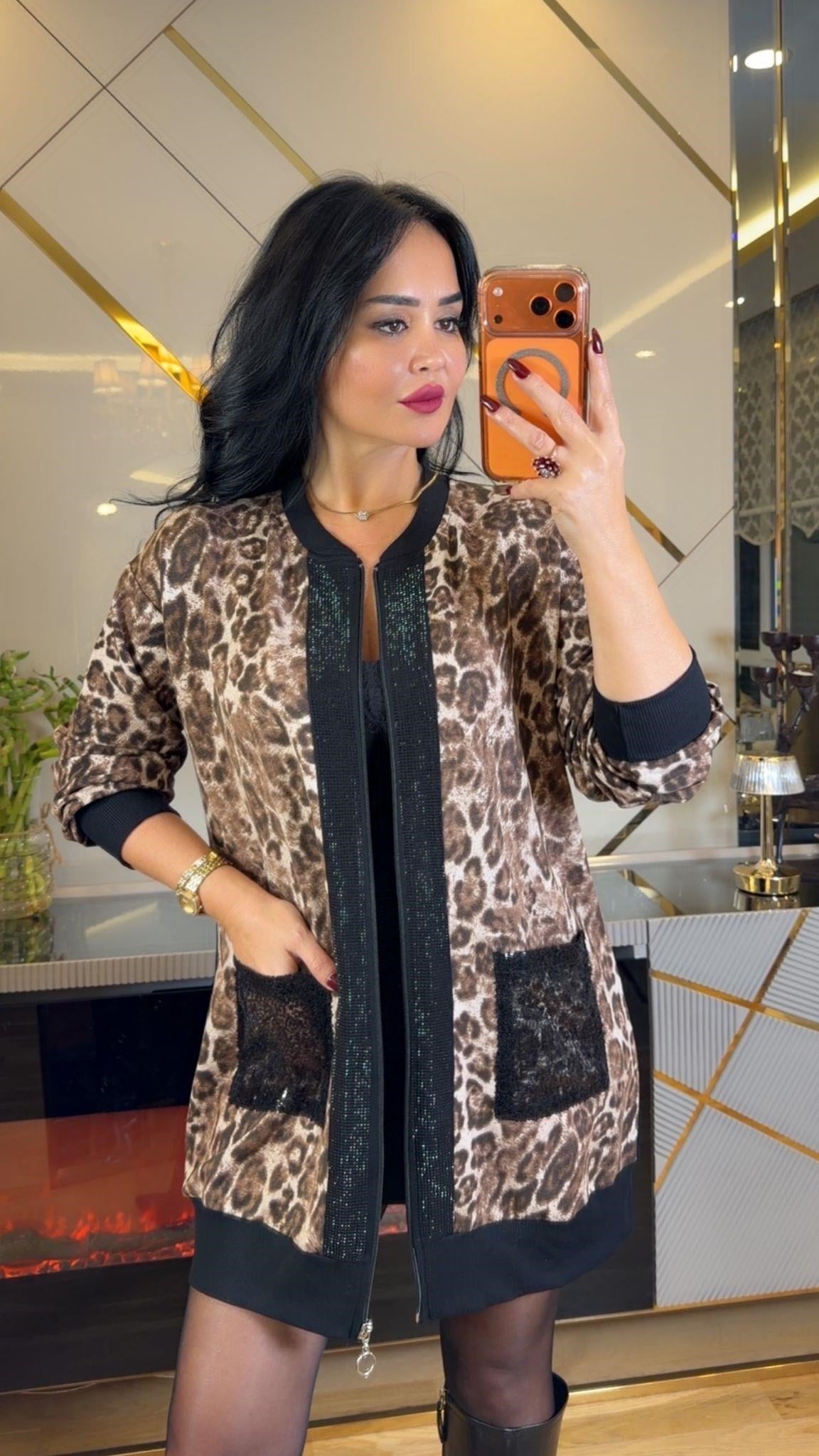 4906 Nera leopar hırka4906