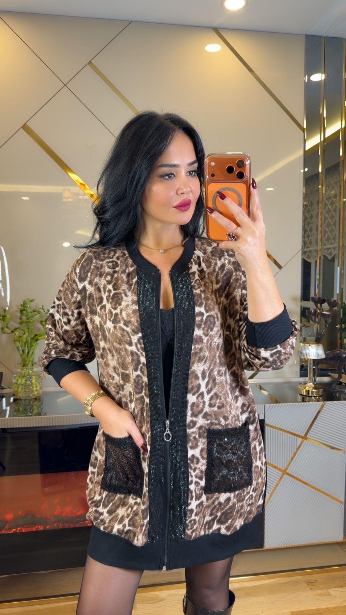 4906 Nera leopar hırka4906