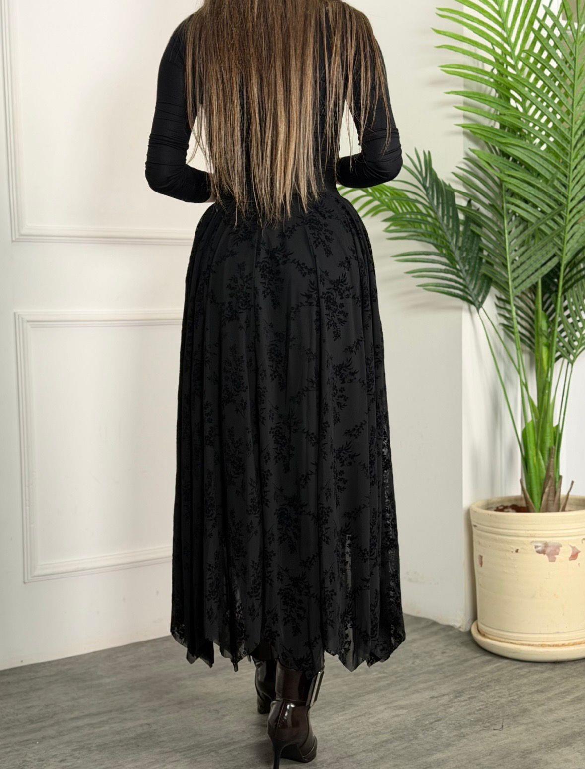 4922 Royal siyah flok tüllü etek4922