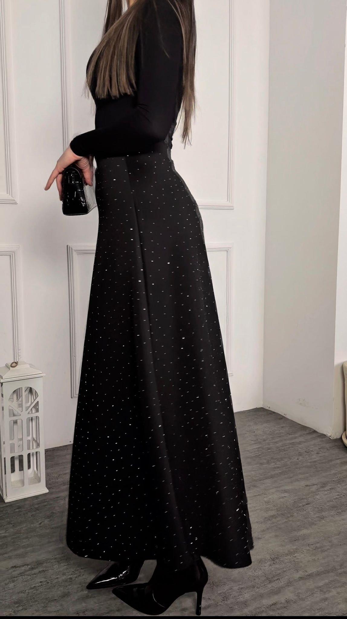 4924 Gloria siyah taşlı etek4924