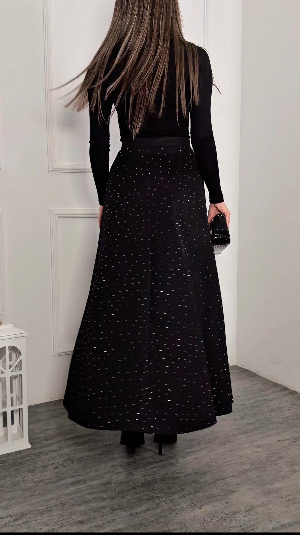 4924 Gloria siyah taşlı etek4924