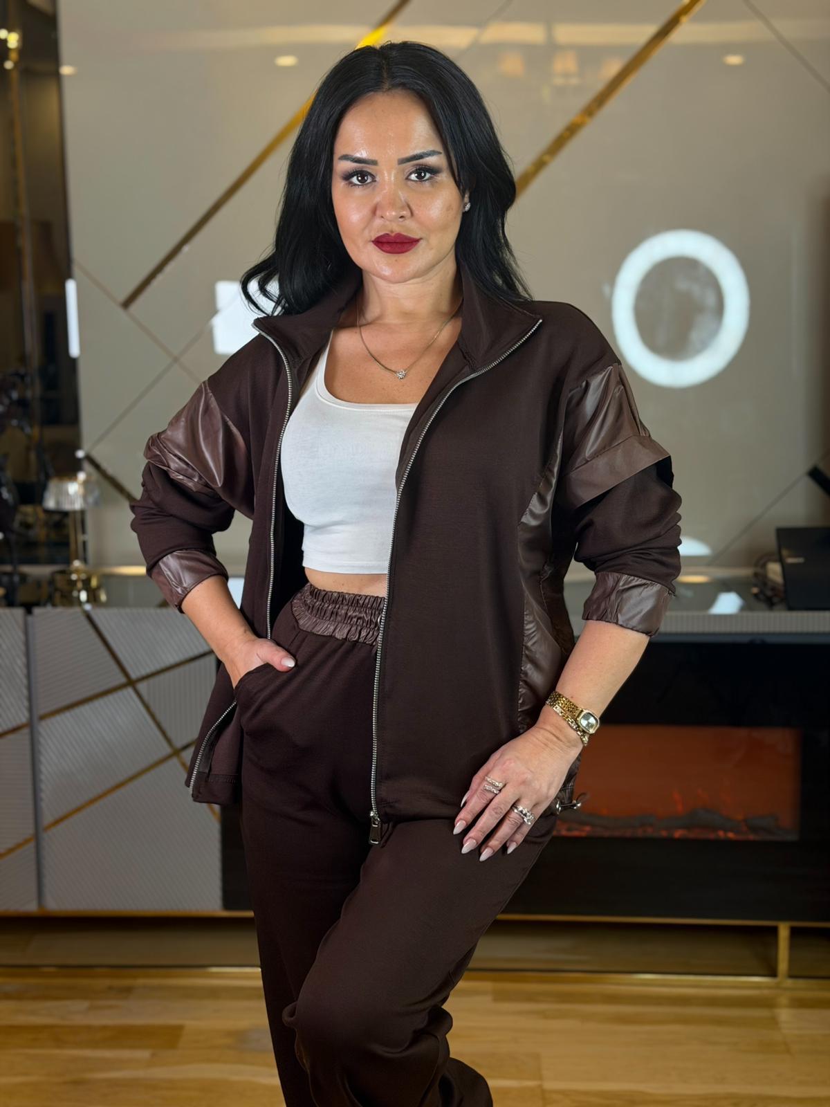 4925 Jessica garnili   kahverengi ikili takım4925