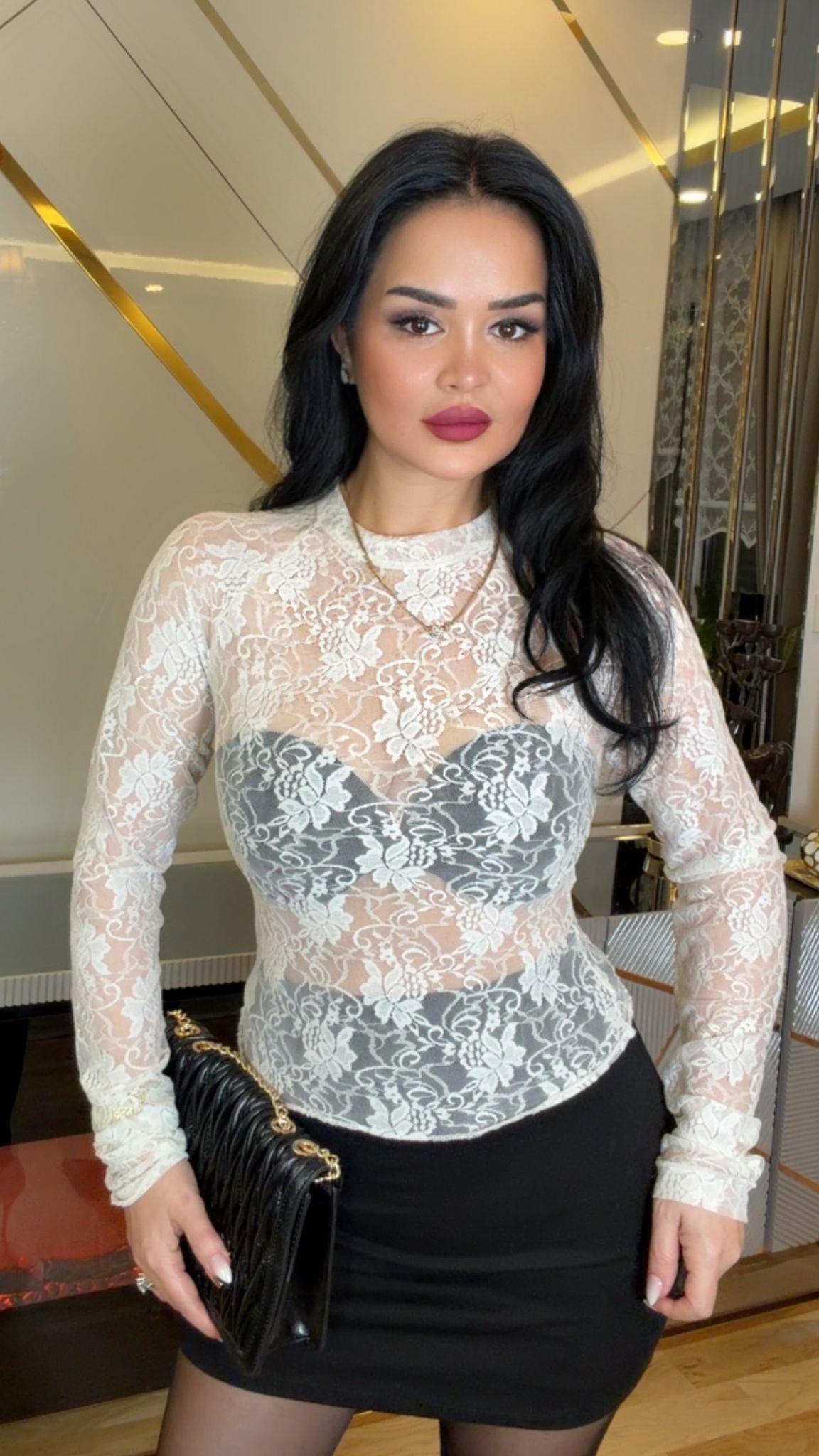 4927 Elara Dantel beyaz bluz4927