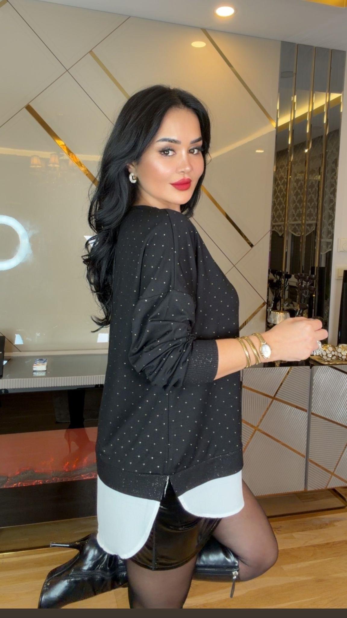 4941  Silver taşlı sweat4941